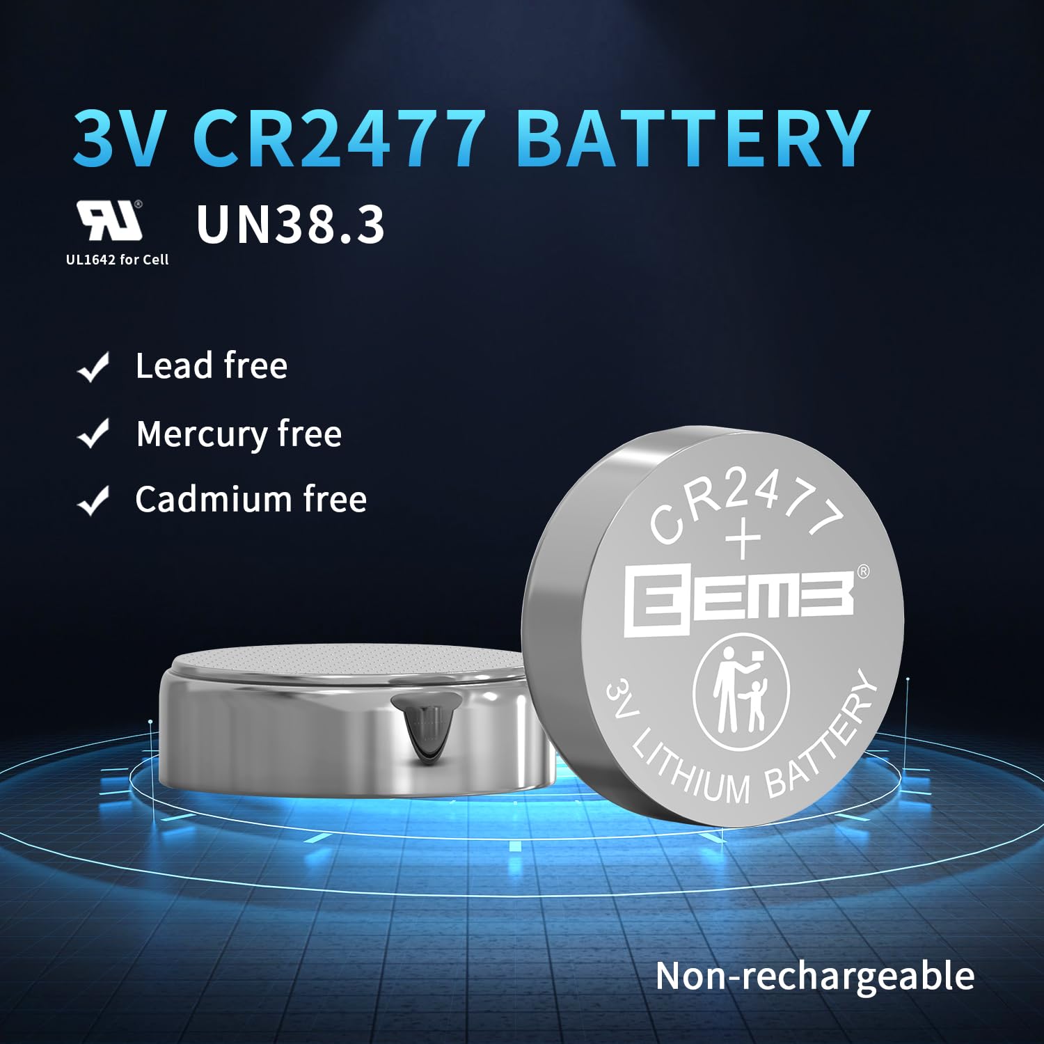 Eemb 10 Pack Cr2477 Battery 3V Lithium Battery Button Coin Cell Batteries 2477 Battery Dl2477, Ecr2477 For Electronic Candle, Li