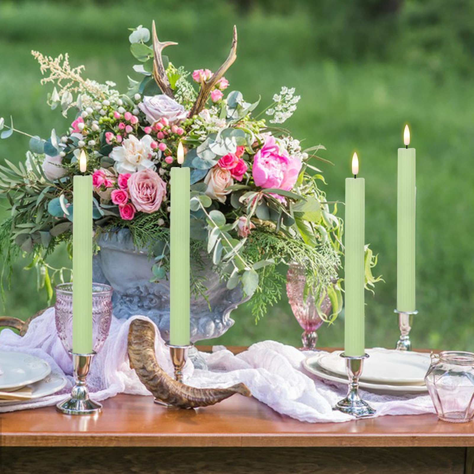 Wondise Flameless Flickering Taper Candles With Remote And Timer, Battery Operated 3D Wick Real Wax Led Taper Candles 6 Packs Fo