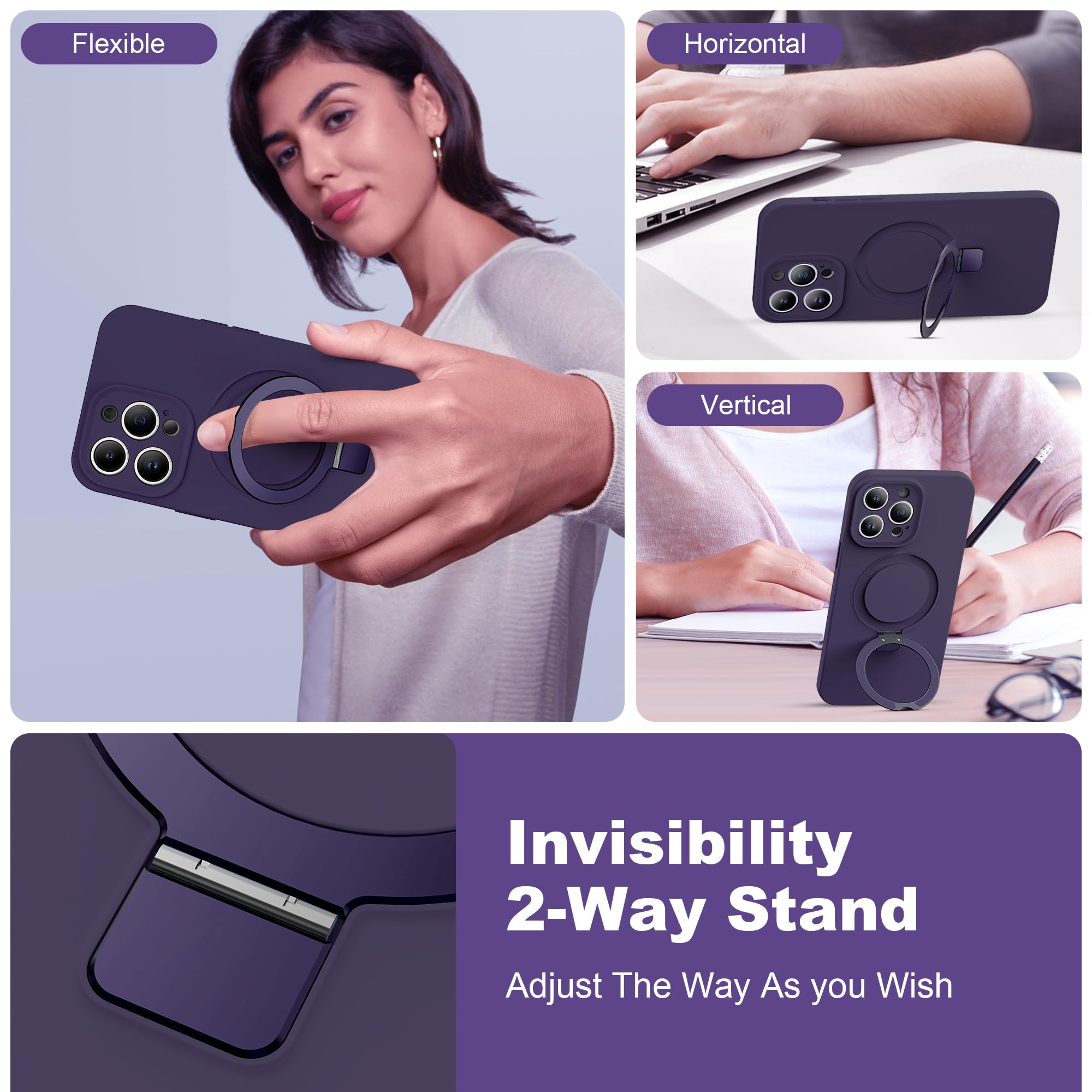 Skylmw Designed For Iphone 12 Pro Case With Magnetic Invisible Stand Compatible With Magsafe Military Drop Tested Shockproof Sil