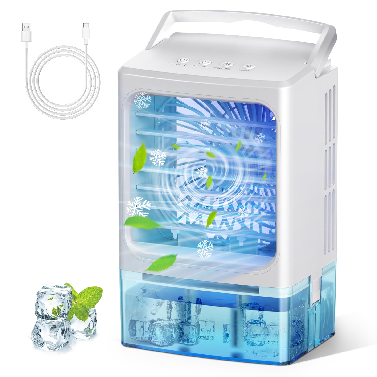 Portable Air Conditioner,3-In-1 Portable Ac Unit,3 Speeds 2 Spray Outlets,Evaporative Air Cooler,Small Air Conditioner,7 Color L