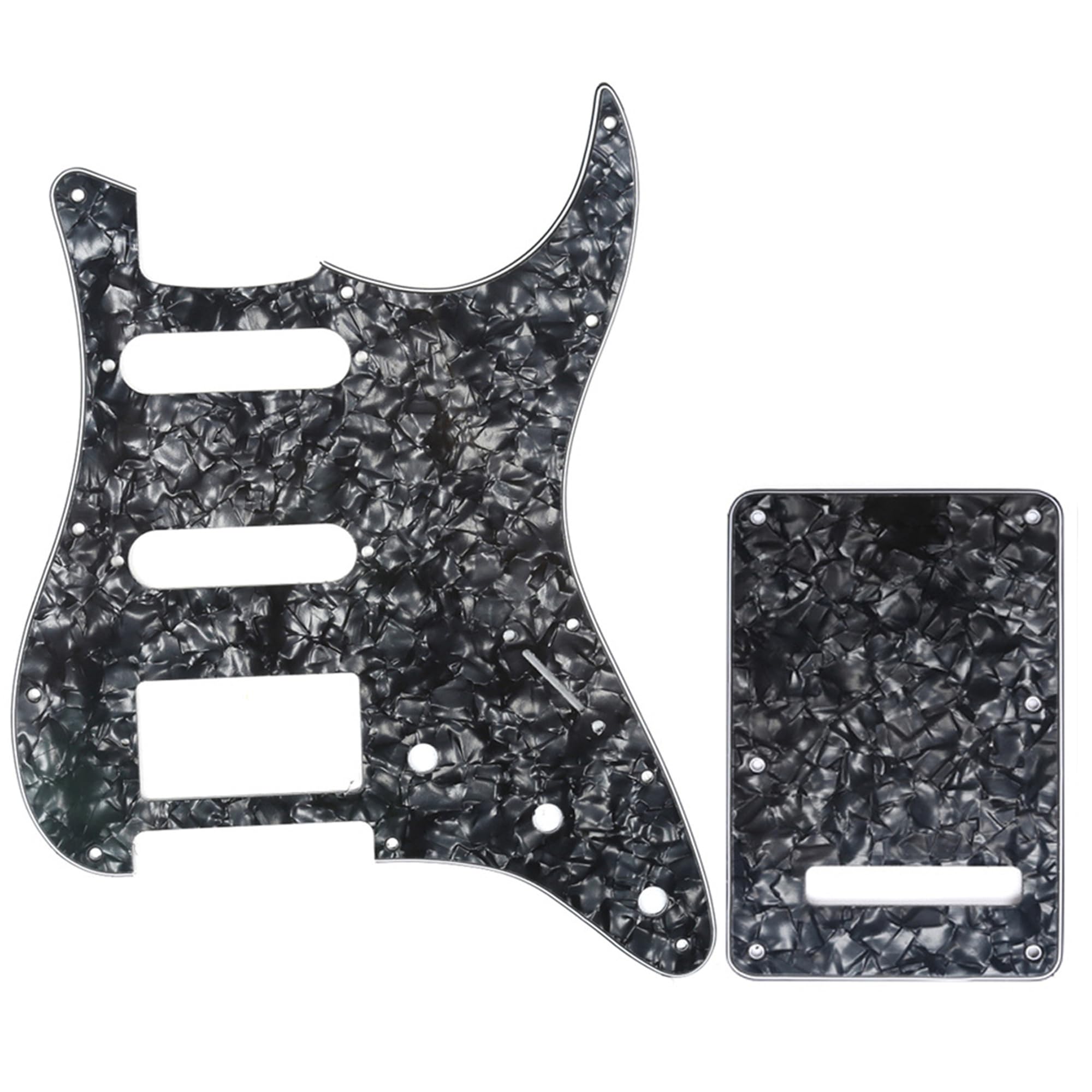 Musiclily HSS 11 Holes Strat Electric Guitar Pickguard and BackPlate Set for Fender US/Mexico Made Standard Stratocaster Modern 