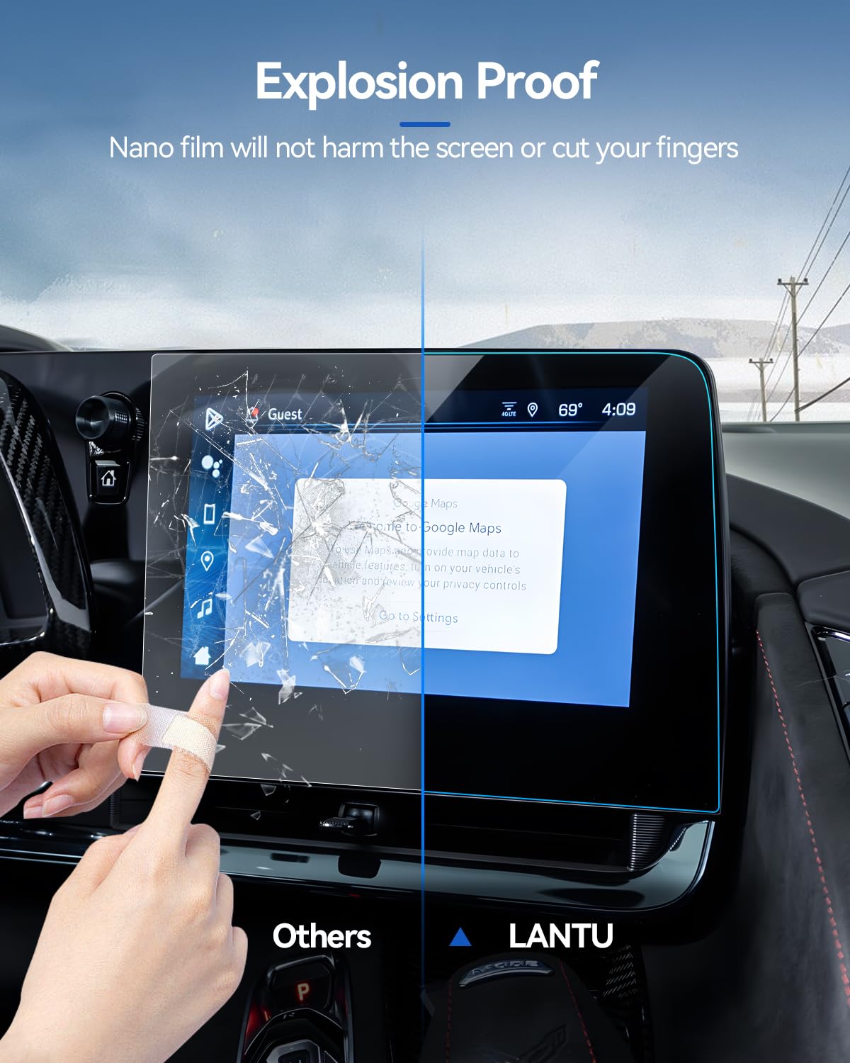 Lantu 2Pcs Car Screen Protector For 2022 2023 2024 Chevrolte Corvette C8 Accessories Navigation Nano Touchscreen Protector Film