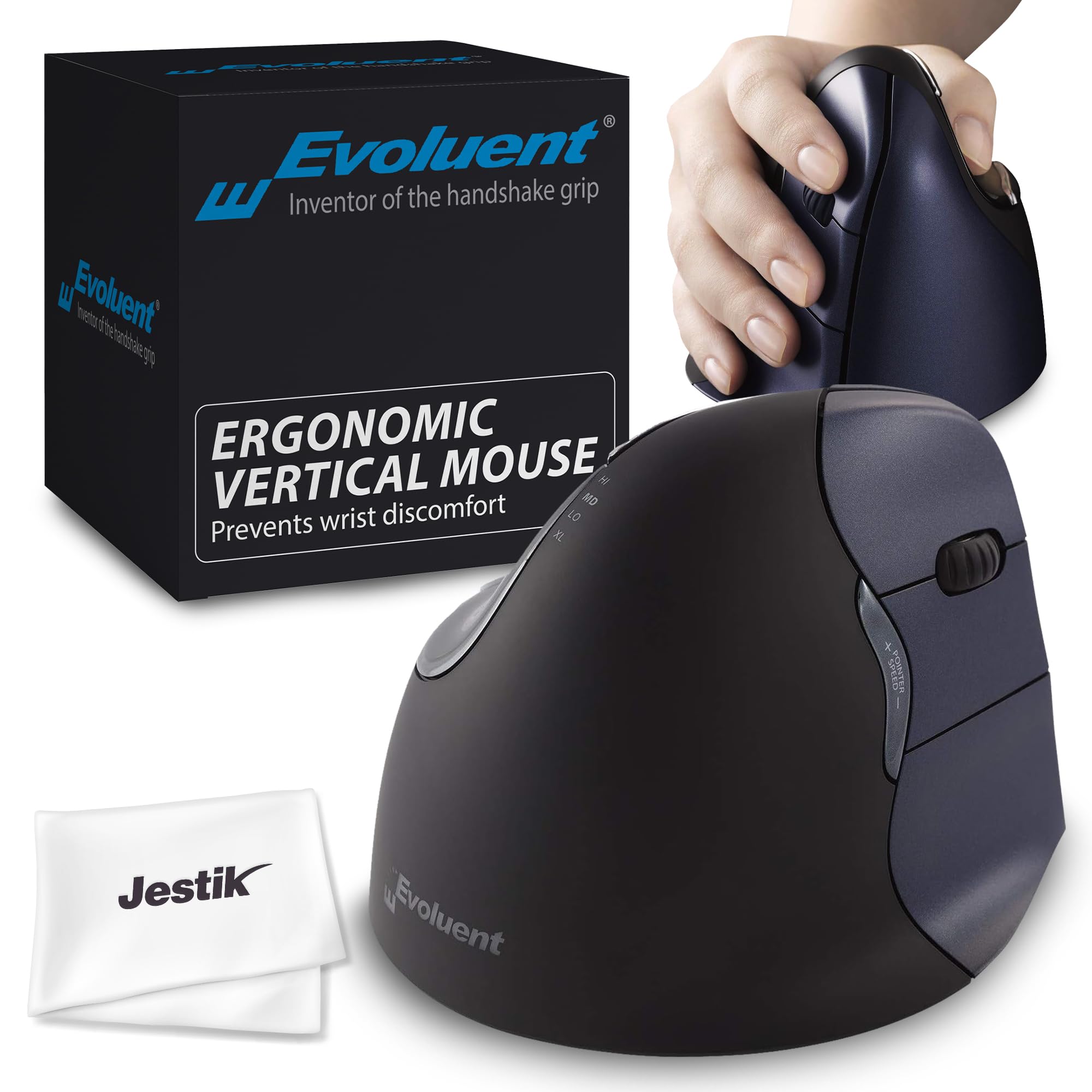 Evoluent Mouse Vm4Rw   Verticalmouse 4, Right Hand Ergonomic Design, Evoluent Vertical Mouse With Wireless Connection For Comfor