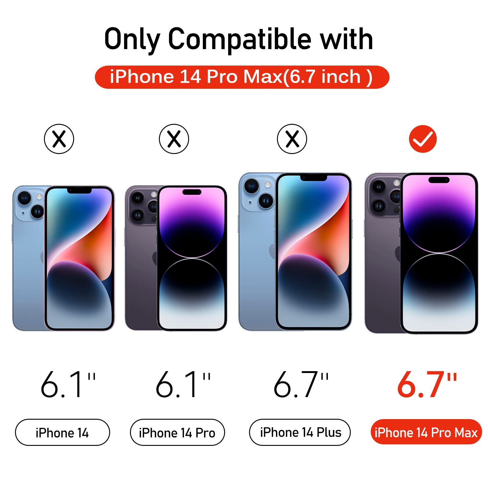 Ivoler 3+3 Pack Tempered Glass For Iphone 14 Pro Max Screen Protector 6.7'' [3 Pack] With [3 Pack] Camera Lens Protector With [A