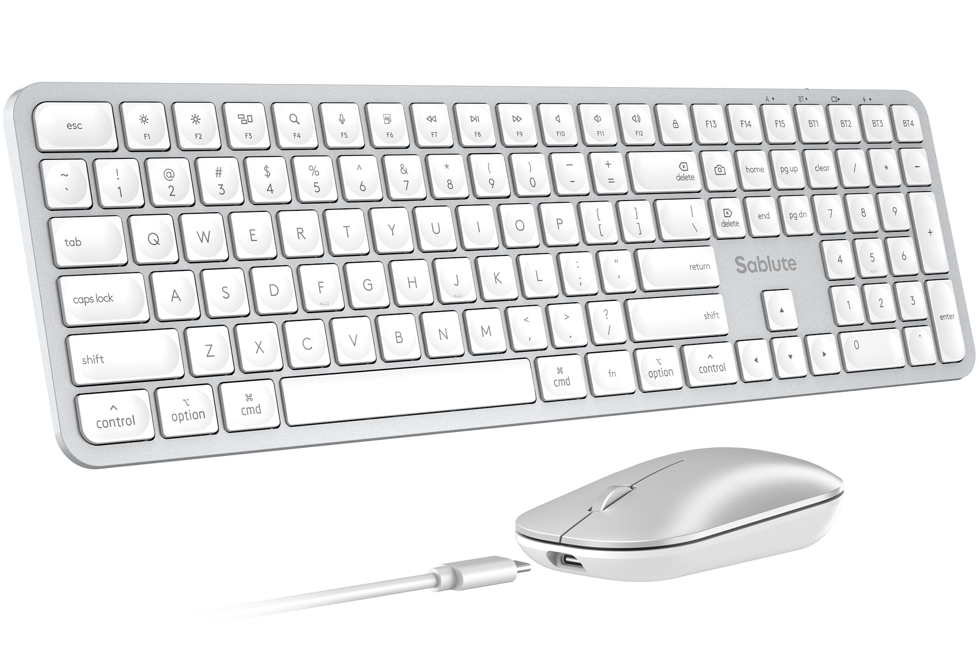 SABLUTE Wireless Bluetooth Keyboard and Mouse for Mac, Metallic Texture