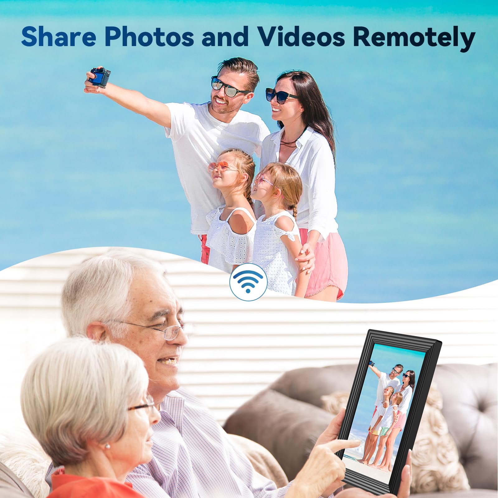 Frameo 10.1'' Wifi Digital Picture Frame, Smart Digital Photo Frame With 16Gb Storage, 1280X800 Ips Hd Touch Screen, Auto Rotate