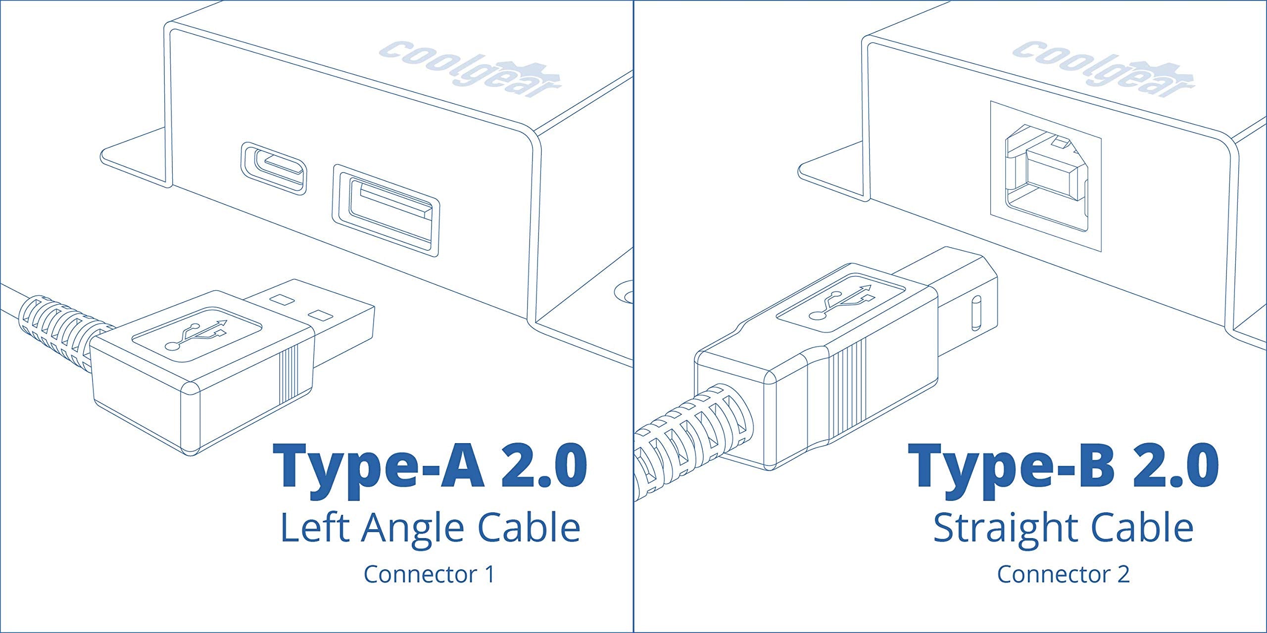 6Ft. White Usb Cable A Left Angle To B High Speed Usb 2.0 Device Cable