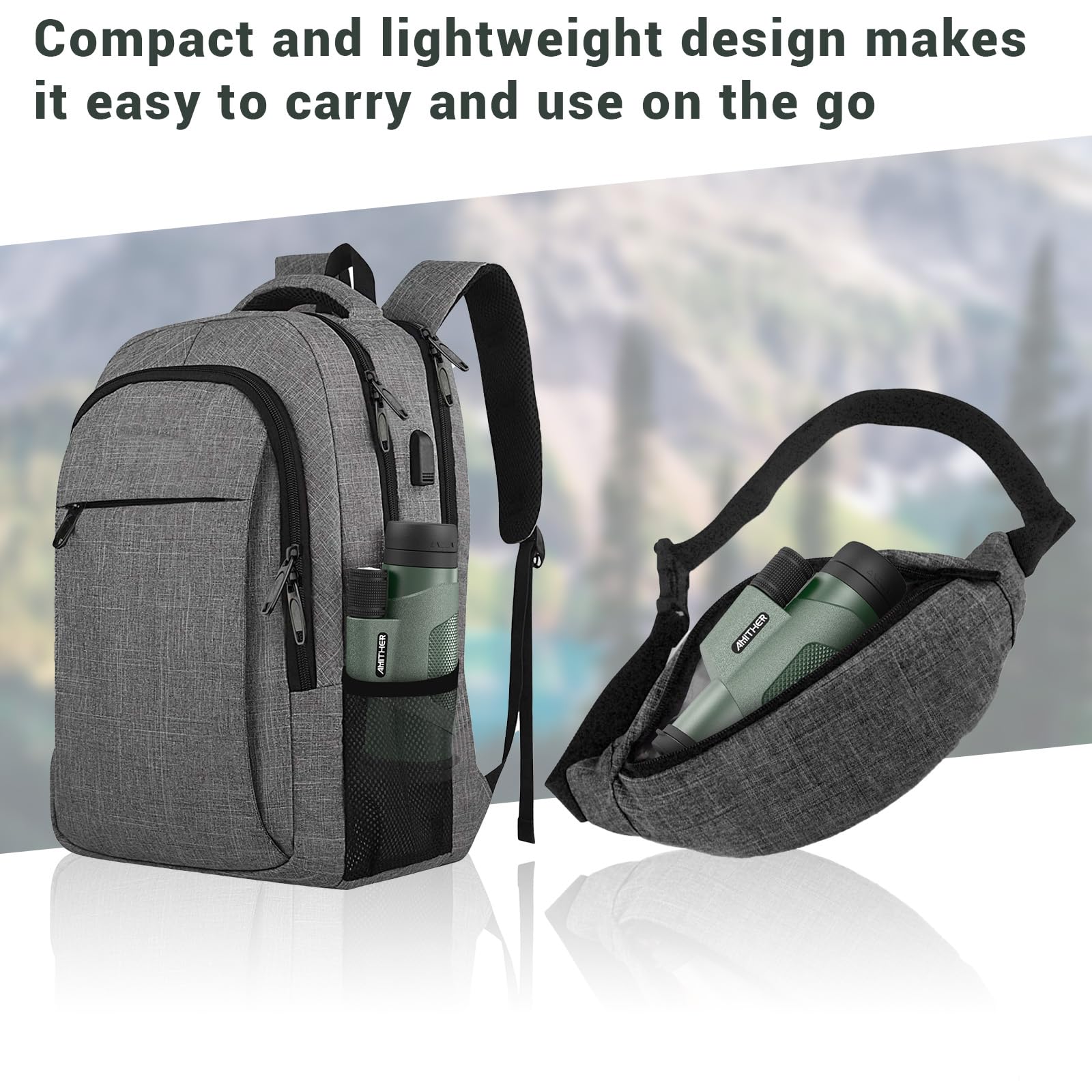 12X50 Monocular Telescope For Smartphone, Hd Monoculars For Adults High Powered Compact Scope, Portable Handheld Telescope With