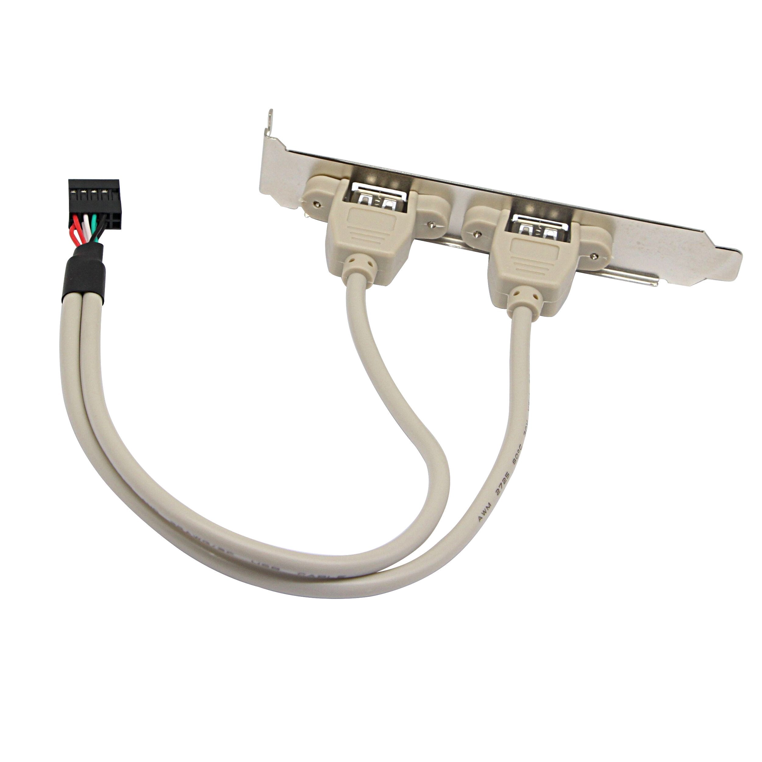 (2 Pack Computer Cables & Connectors New 2 Port USB 2.0 Motherboard Rear Panel Expansion Bracket to IDC 9 Pin Motherboard USB Cable Host Adapter