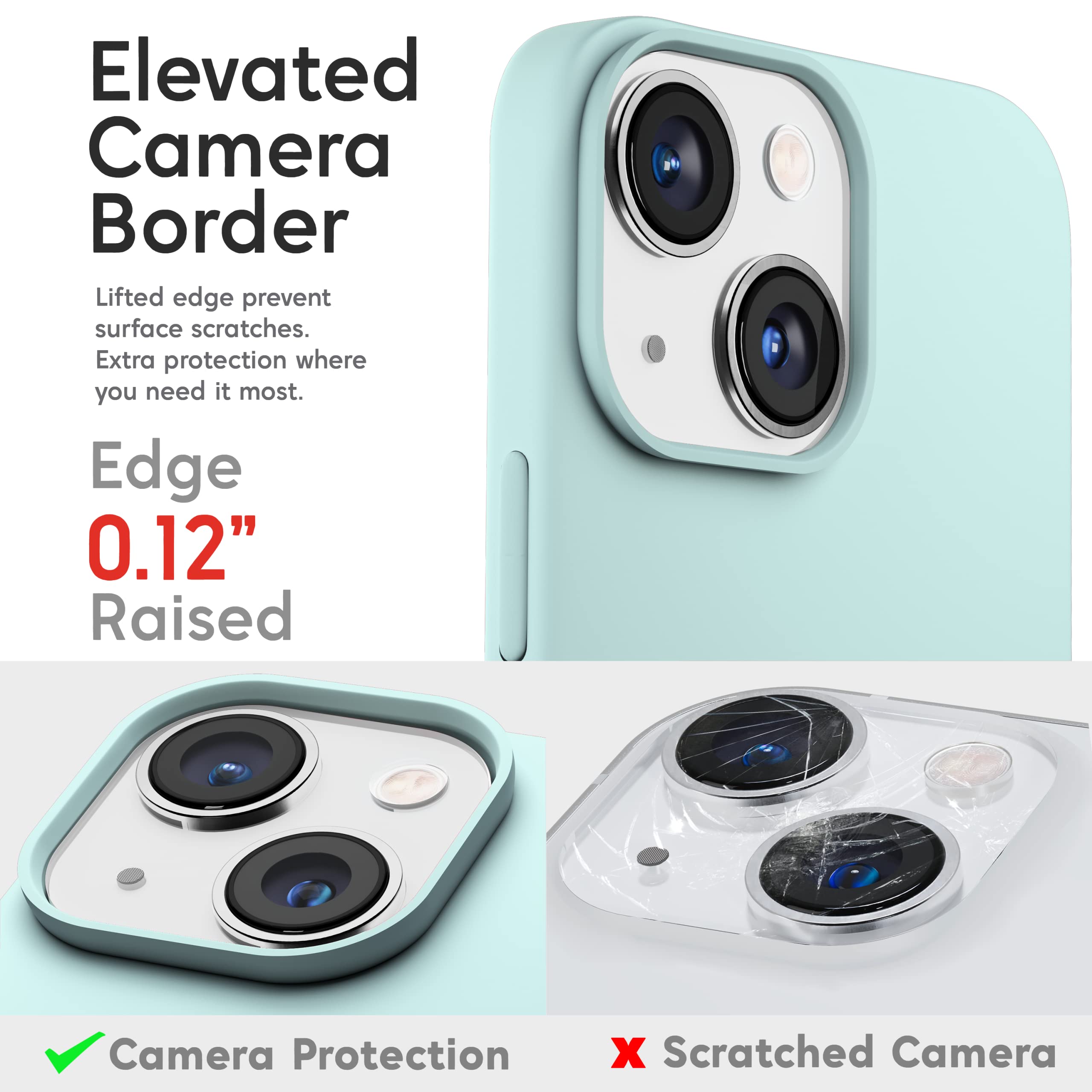 IceSword iPhone 14 Liquid Silicone Phone Case Slim Full Body Protective Shockproof with Microfiber Lining Mint Green 6.1 inch