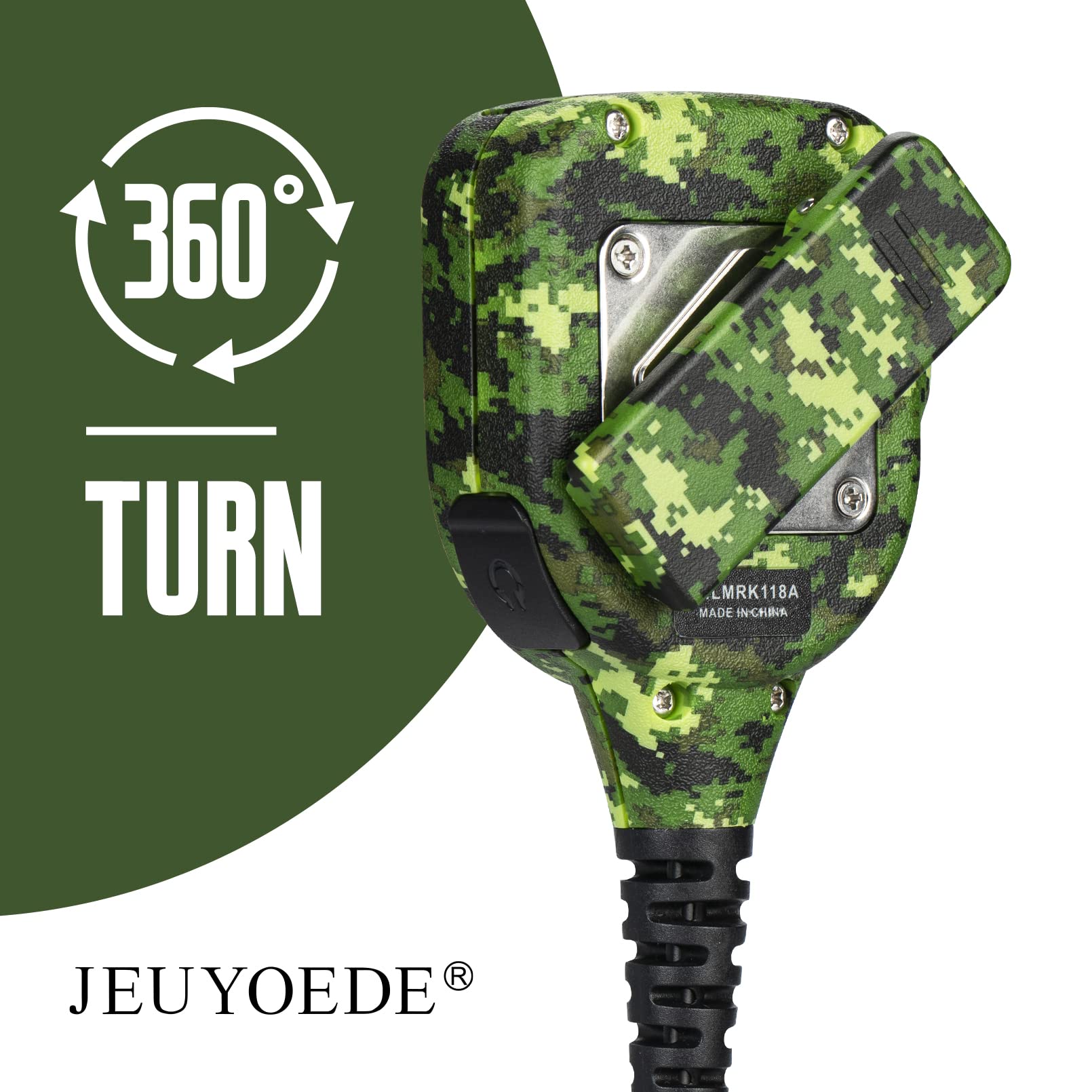 Jeuyoede Waterproof Ip56 Handheld Speaker Microphone With 3.5Mm Earpiece Jack Compatible With Kenwood 2 Pin Radios (Green Camouf