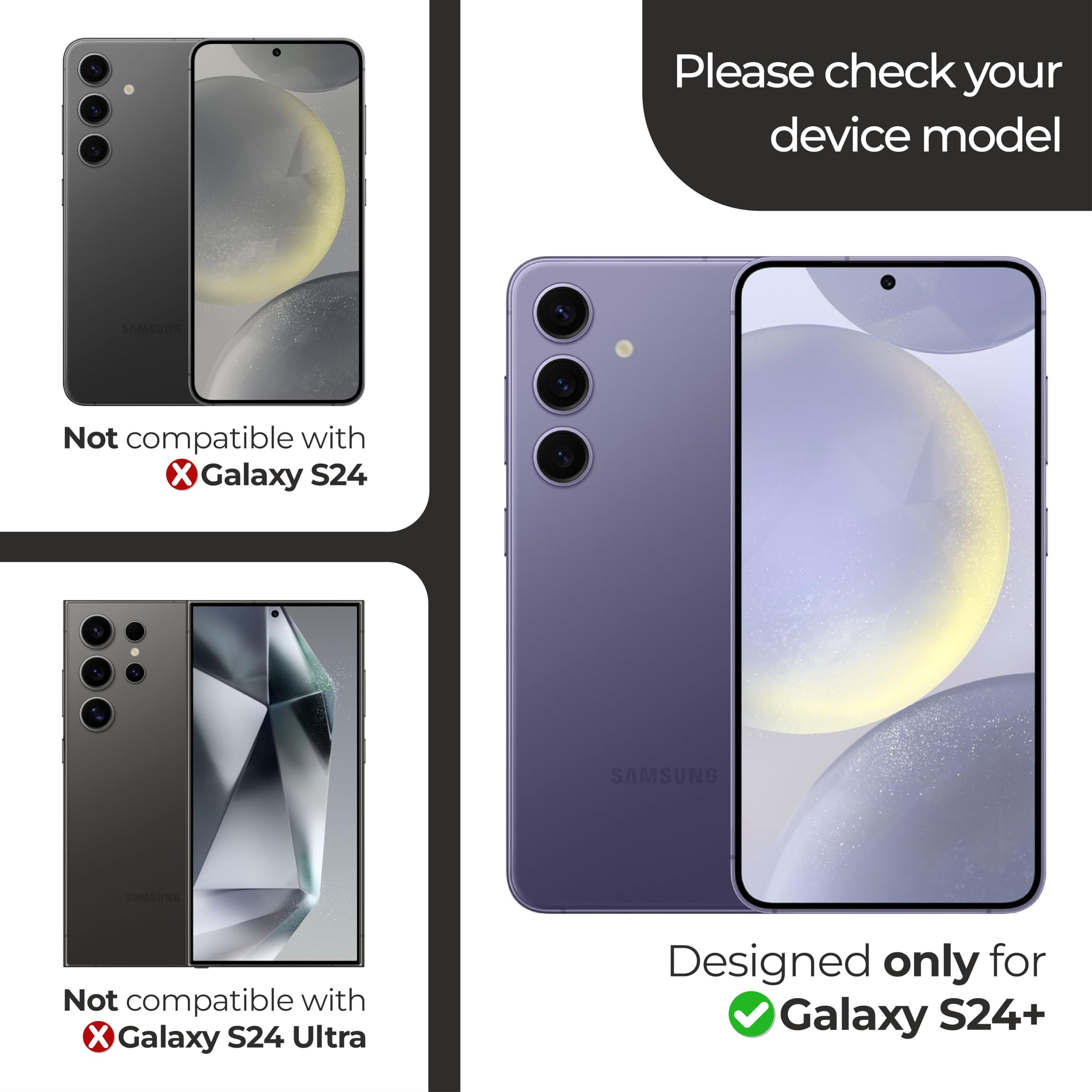 Armorsuit 3 Pack For Samsung Galaxy S24 Plus 6.7'' Tempered Glass Screen Protector 9H Militaryshield Case Friendly (W/Alignment