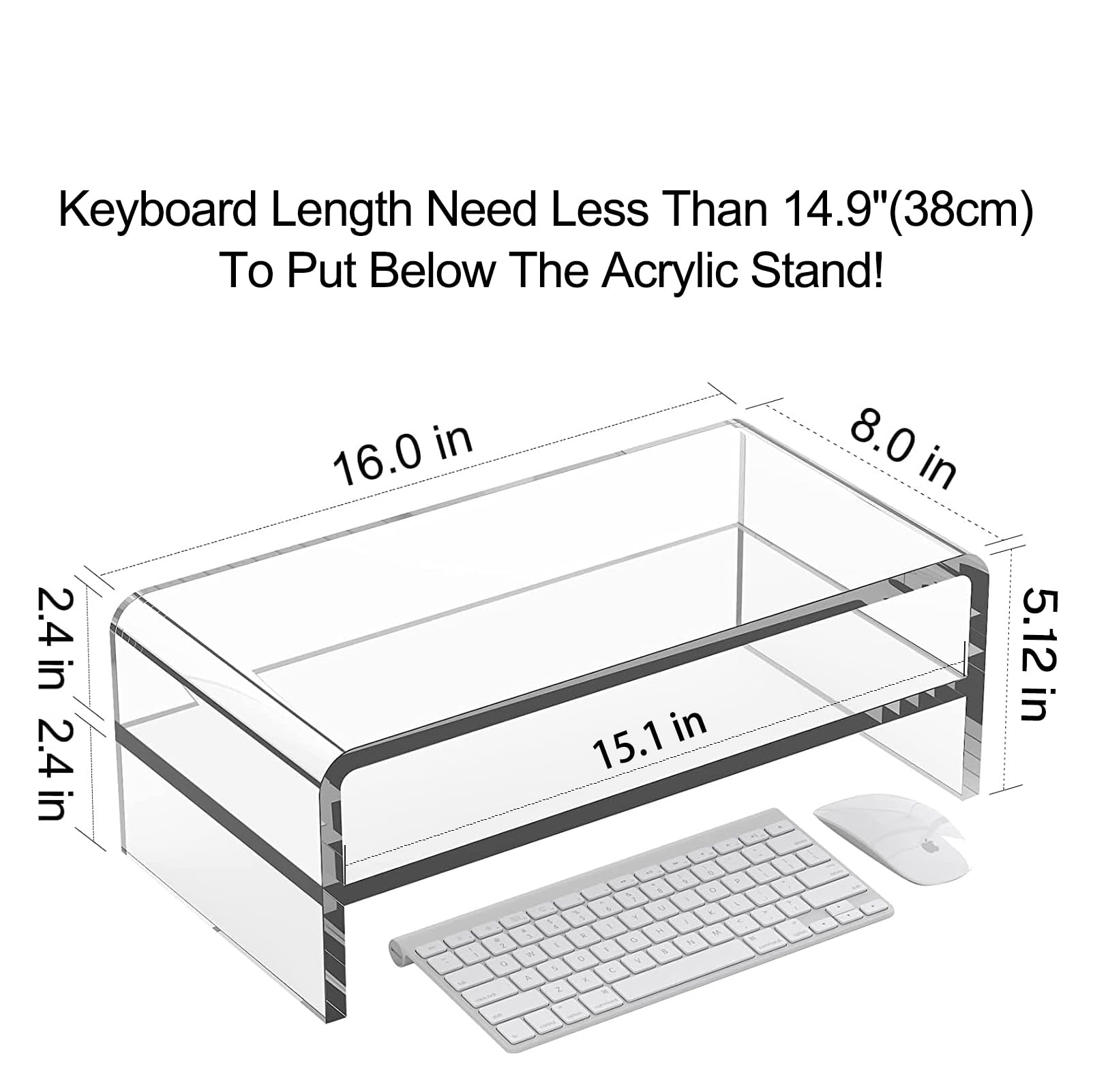 Egchi Clear Acrylic 2 Tier Monitor Stand Riser For Multi Media Pc Laptop Computer Desk Organizer Shelf