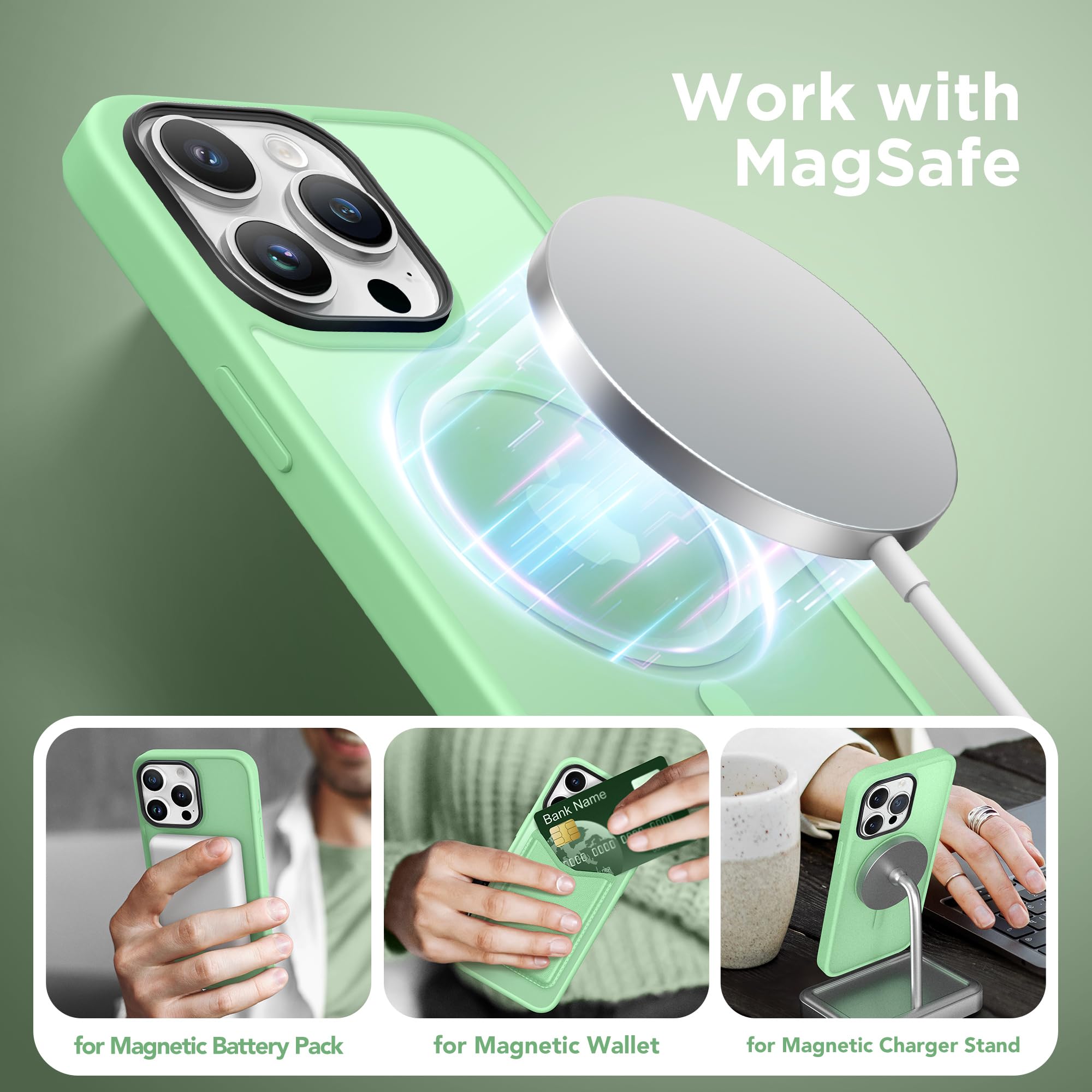 Gonez Magnetic For Iphone 13 Pro Max Case,Compatible With Magsafe,[2 Screen Protector & 2 Camera Cover][Anti Fingerprint] Slim T