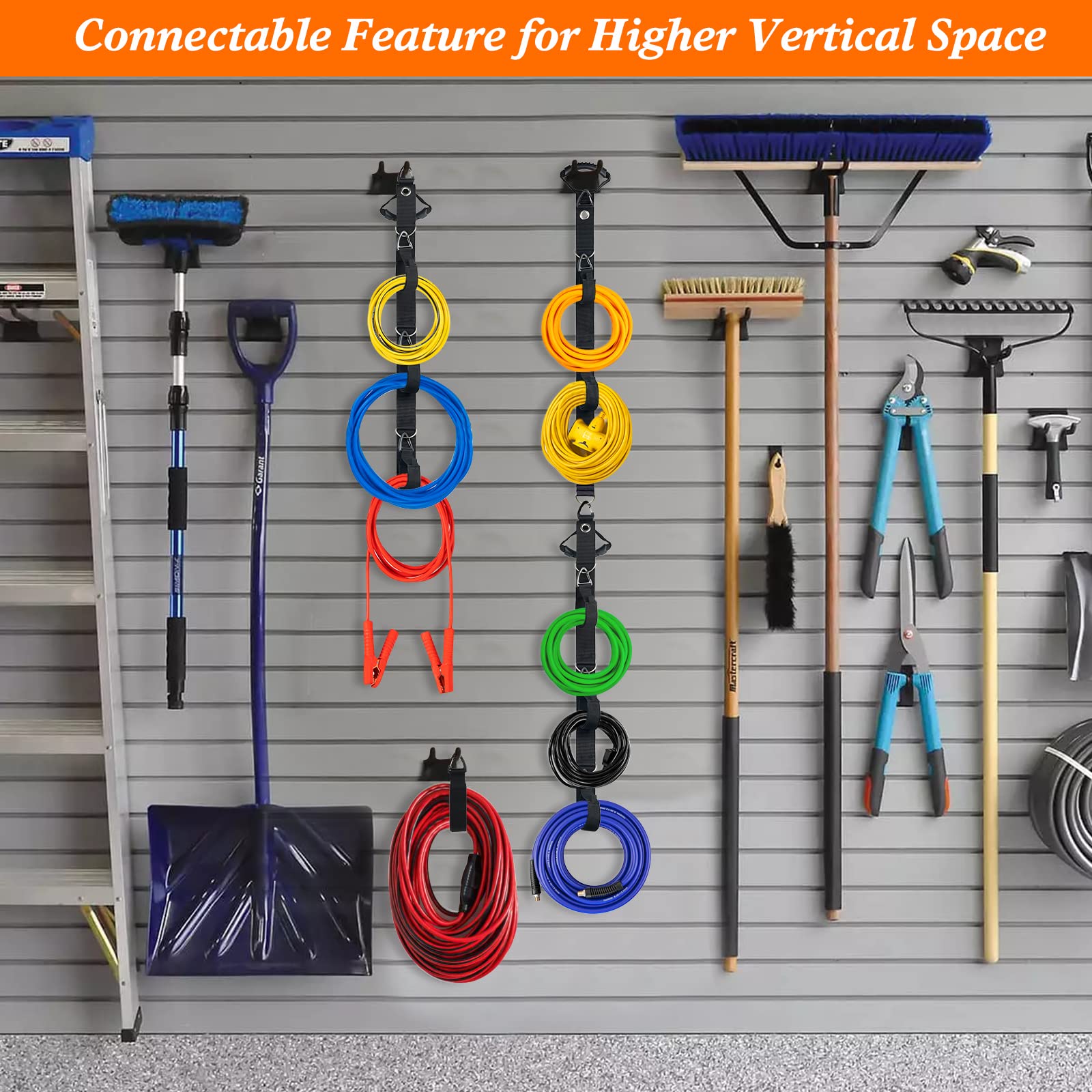 Extension Cord Organizer Storage System,Heavy Duty Extension Cord Management With Multiple Cord Holders For Vertical Space,Flexi