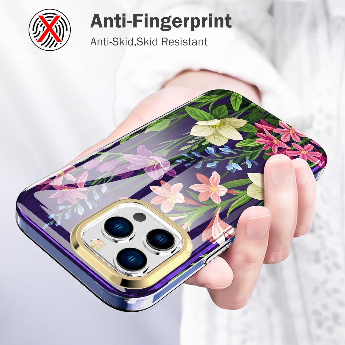 Turquiase Cute Flower Case For Iphone 13 Pro Max 6.7 Inch Built With Screen Protector, Lightweight And Stylish Full Body Shockpr