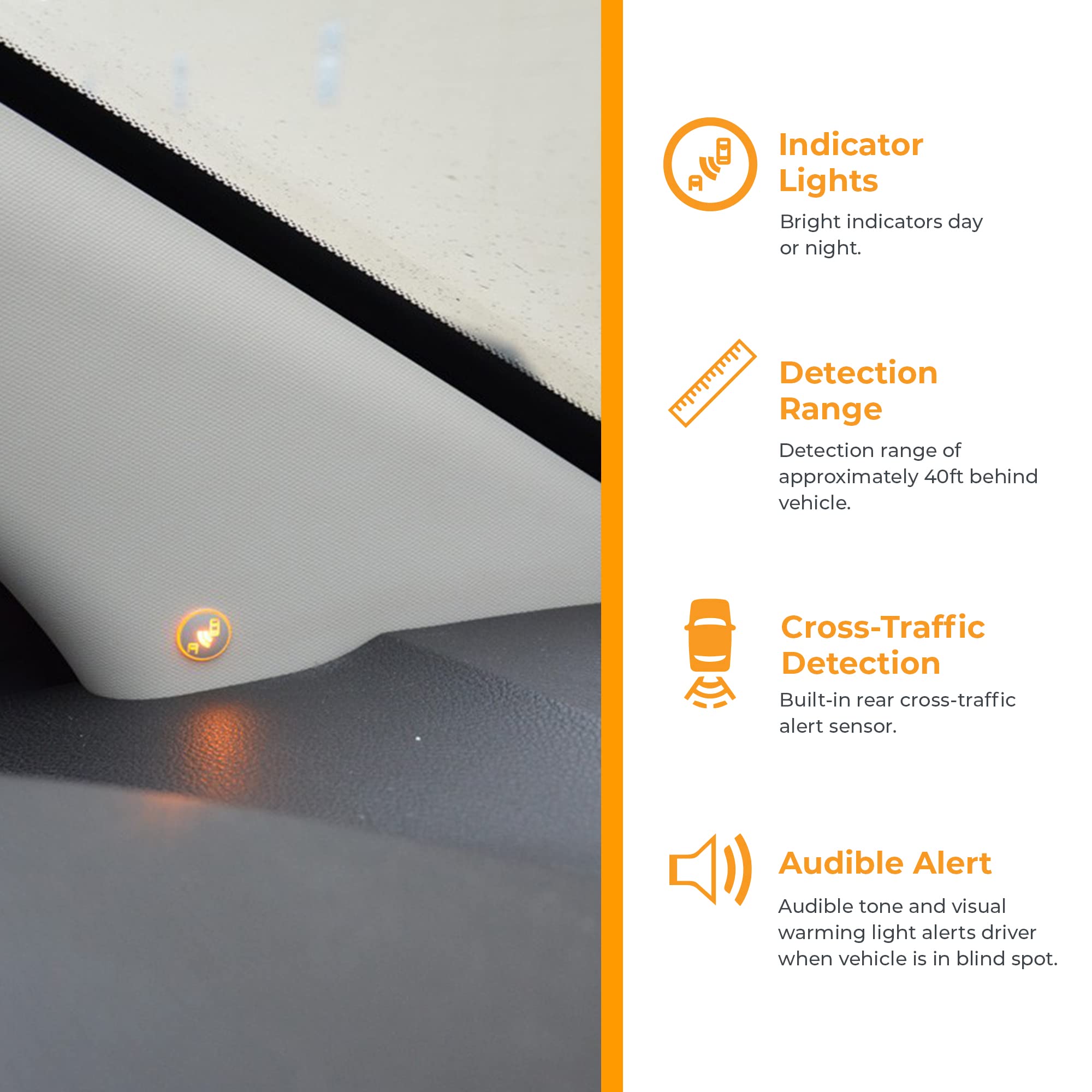 Brandmotion Radar Blind Spot System With Cross Traffic Detection Rdbs-1600 | Seamless Integration | Lane Change Assist | 40Ft Ra