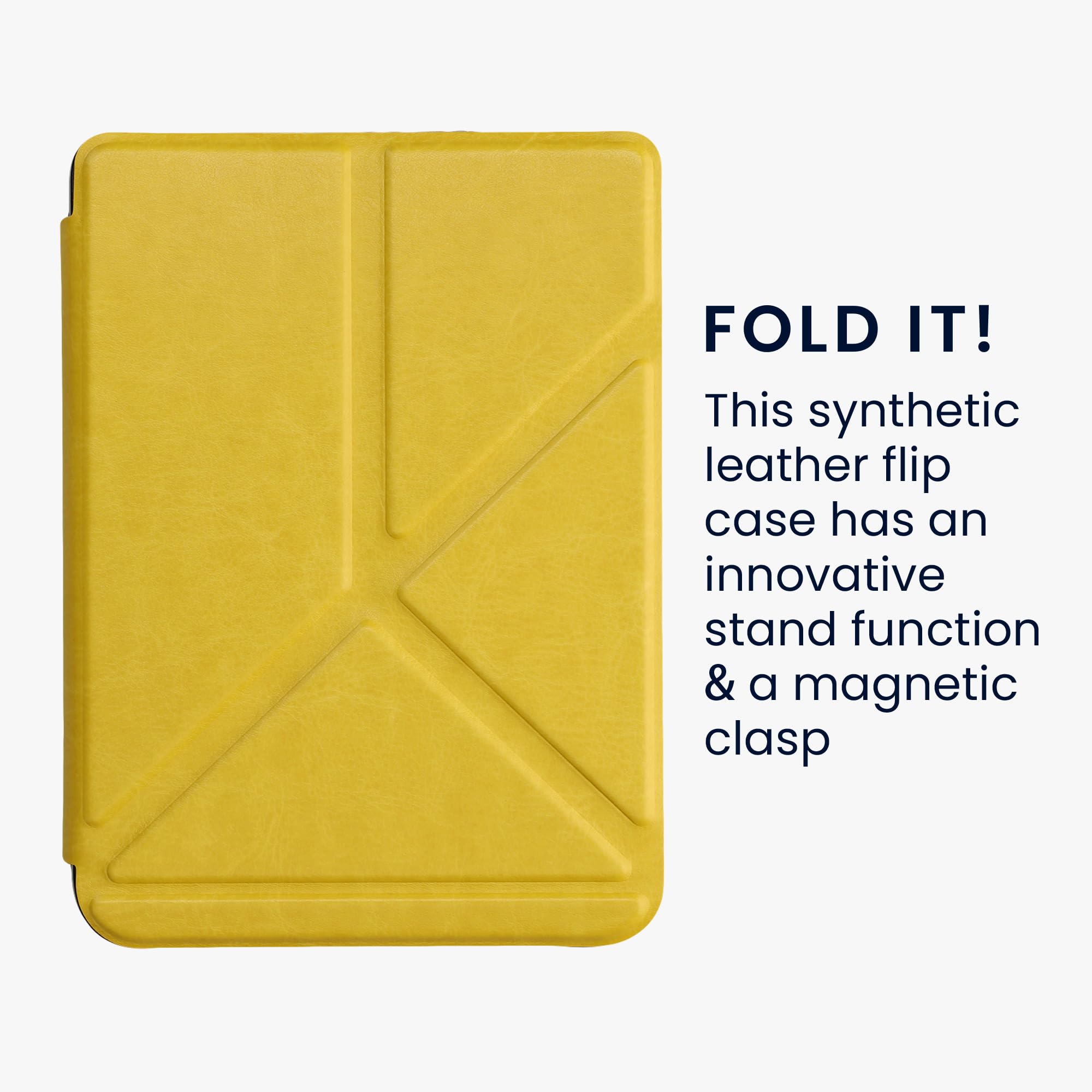 Kwmobile Origami Case Compatible With Kobo Clara 2E / Tolino Shine 4 Case   Slim Pu Leather Cover With Stand   Yellow