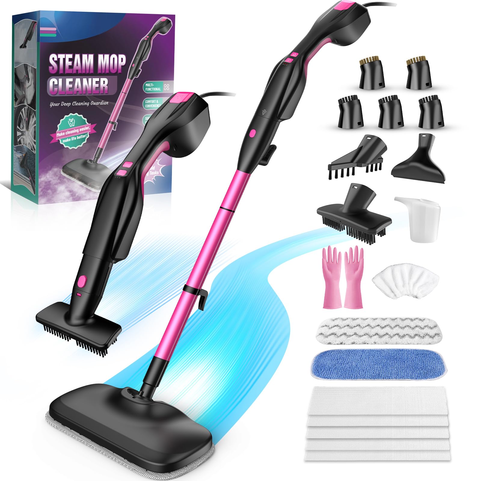 2026 Standable Safe & High Temp Steam Mop Cleaner for Deep Cleaning, Powerful MultiPurpose and Heavy Duty Handheld Steam Cleaner