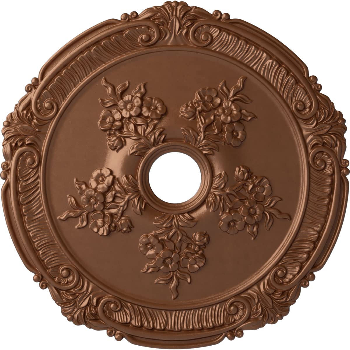Ekena Millwork Cm26Atpos Attica With Rose Ceiling Medallion, 26''Od X 3 3/4''Id X 1 1/2''P, Hand Painted Polished Copper
