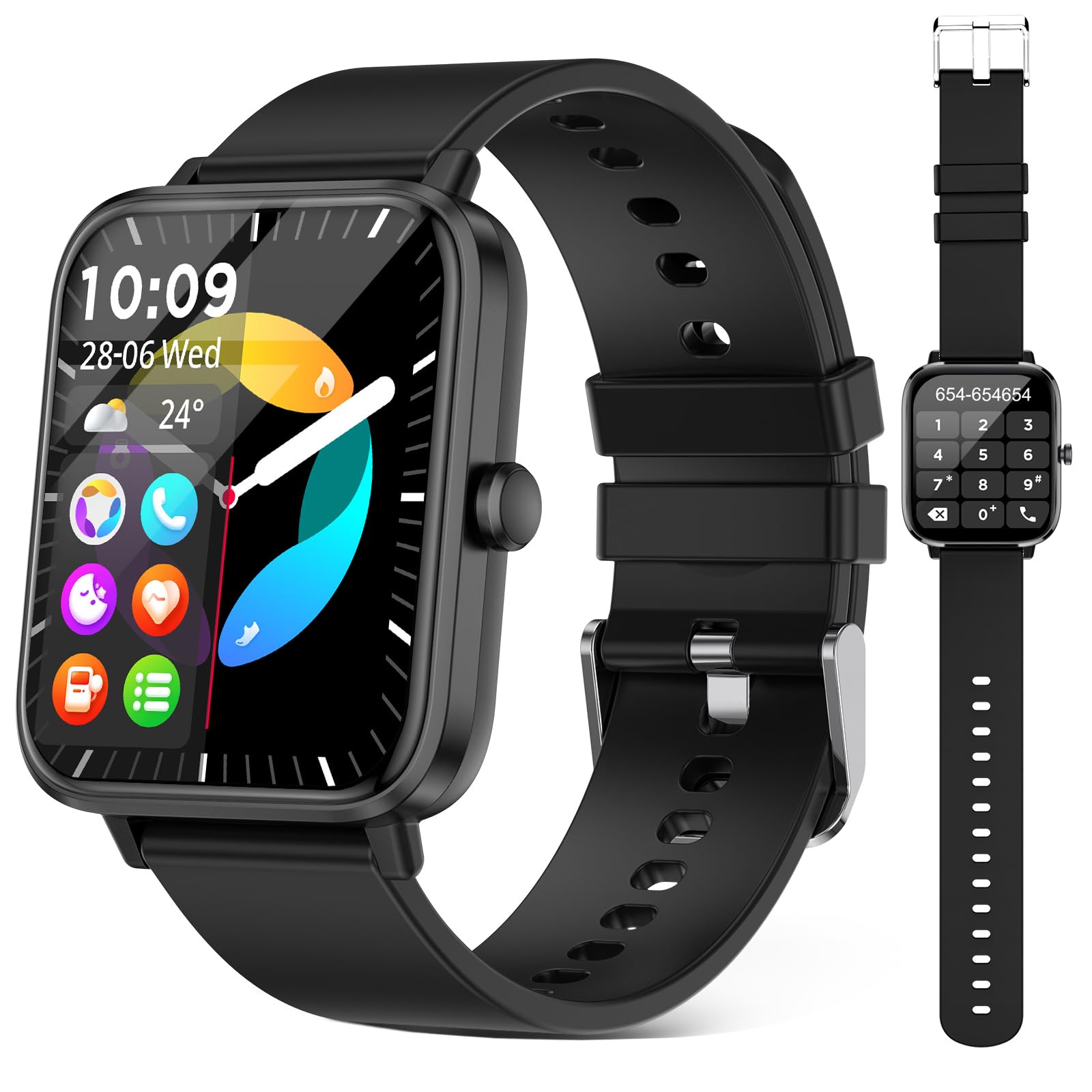 Fttmwtag Smart Watch (Answer/Make Call): 1.85 '' Waterproof Fitness Trackers With 24-Hours Blood Pressure Heart Rate Spo2 Sleep 