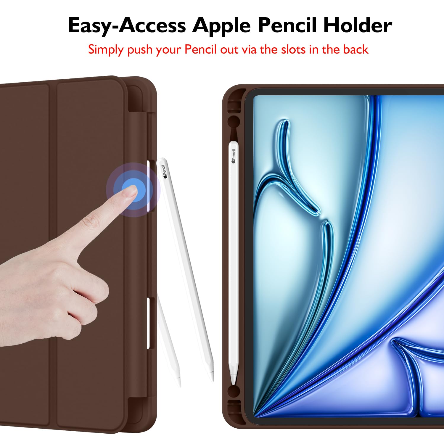 Imieet Ipad Air 11 Inch Case 2024 (6Th Generation), Ipad Air 5Th Generation Case 2022/4Th Generation Case 2020 10.9 Inch With Pencil Holder, Trifold Stand Smart Case (Chocolate)