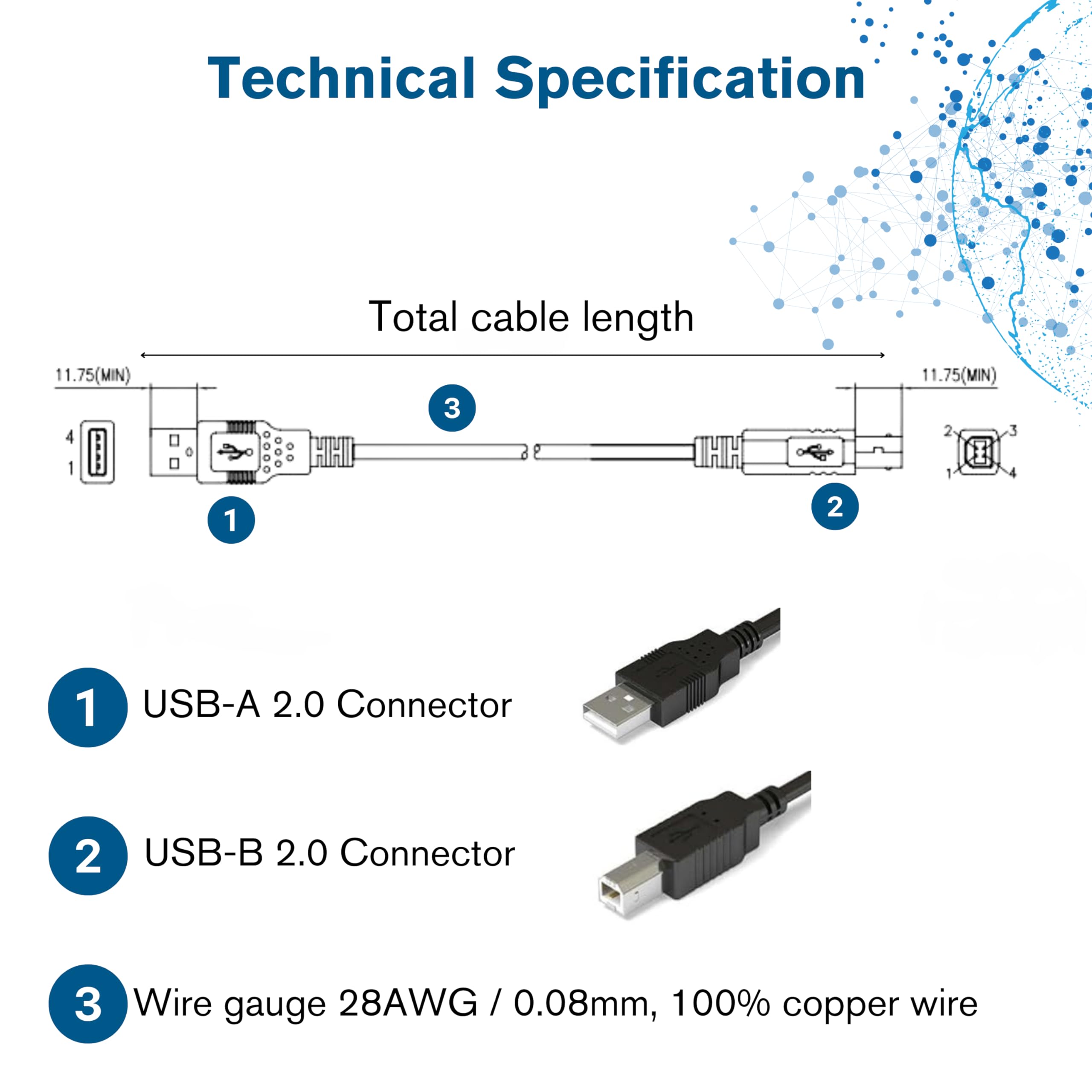 C2G Usb Cable, Usb 2.0 Cable, Usb A To B Cable, 9.84 Feet (3 Meters), Black, Cables To Go 28103