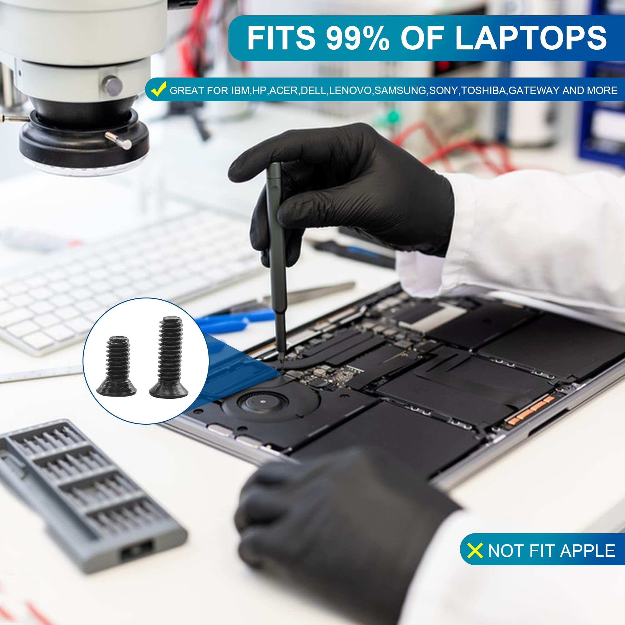 Nindejin Laptop Computer Screw Kit, M2 M2.5 M3 Countersunk Flat Head Phillips Mini Screws Set, Replacement Screw Electronic Repa