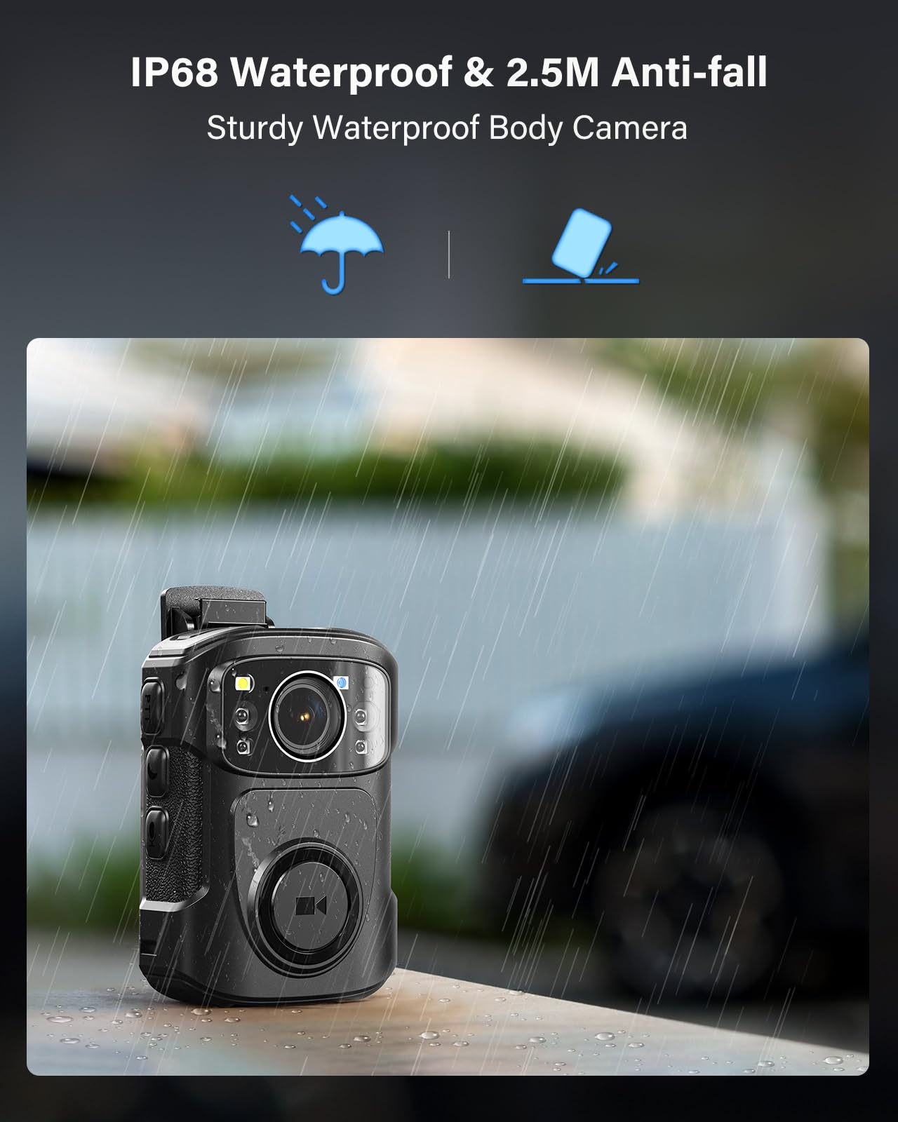 Boblov B4K5 128Gb 4K Body Camera,3400Mah Ip68 Waterproof Gps Police Body Cams For 11Hrs Video Record, Provide Charging Dock, Nig