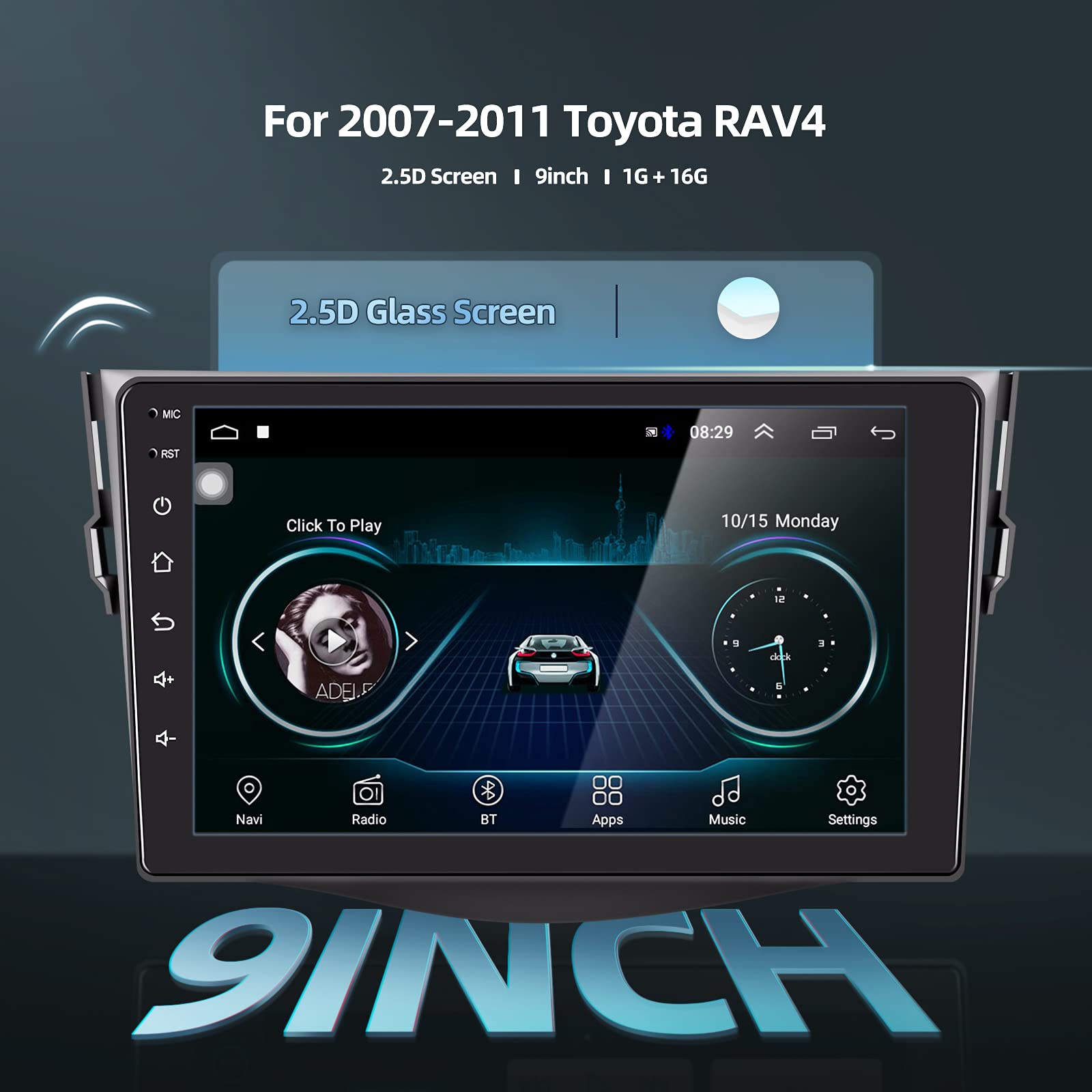 Nhopeew Android Car Stereo For 2006 2012 Toyota Rav4 9 Inch Touch Screen Radio With Bluetooth/Gps Navigation/Wifi/Backup Camera