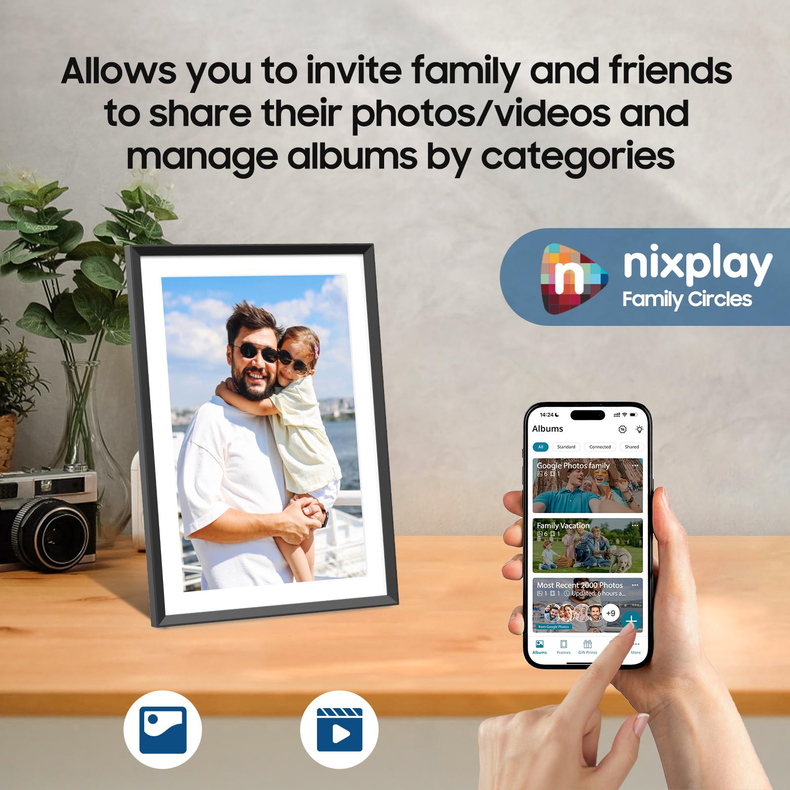 Nixplay 10.1'' Digital Picture Frame By Apolosign, Share Photos/Videos Via Nixplay App, Wifi Digital Photo Frame With 32Gb, Supp