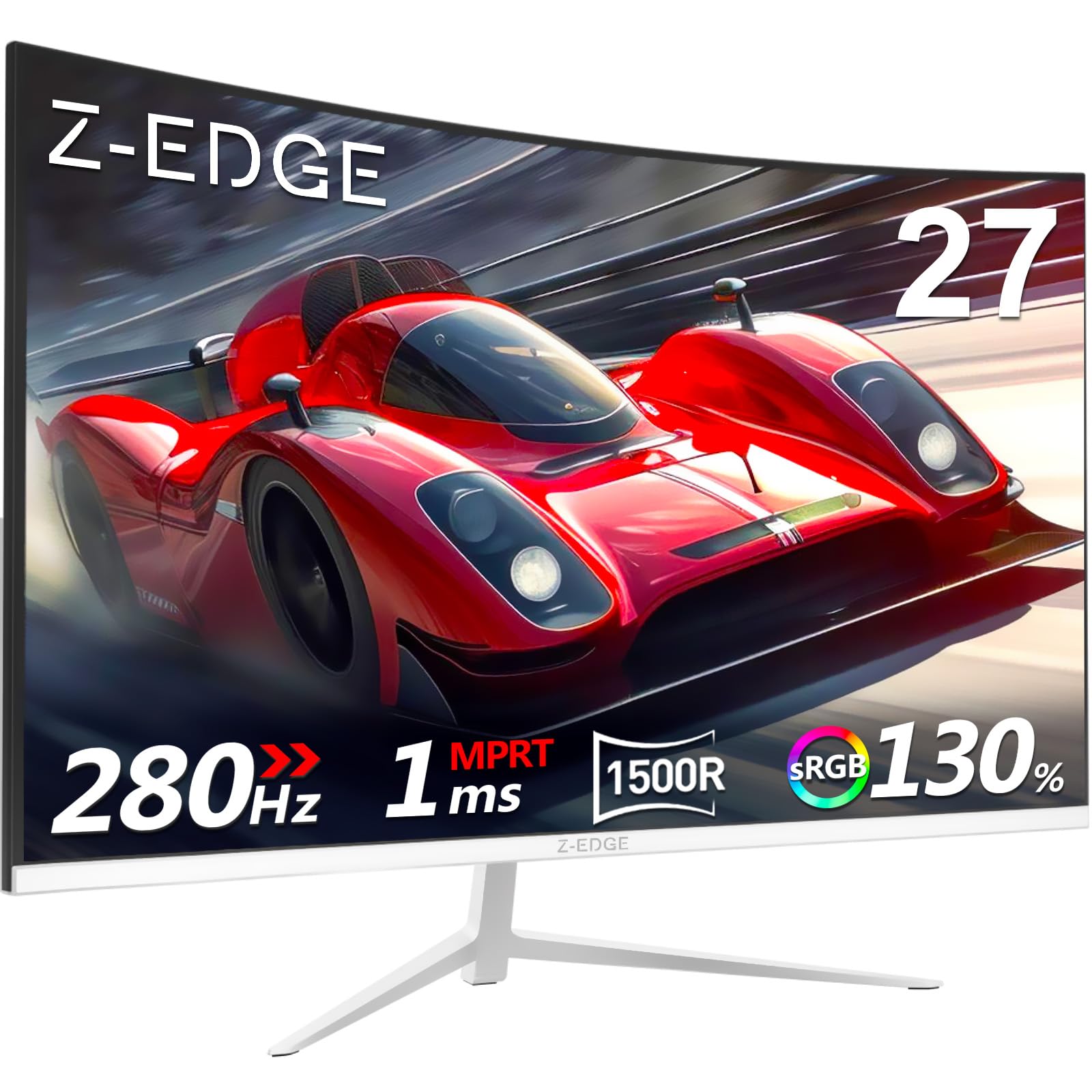 Z-Edge 27 inch Curved Gaming Monitor, FHD 1080P 240Hz 280Hz Curved 1500R Computer Monitor, Fast MPRT 1ms, FreeSync, Low Blue Lig