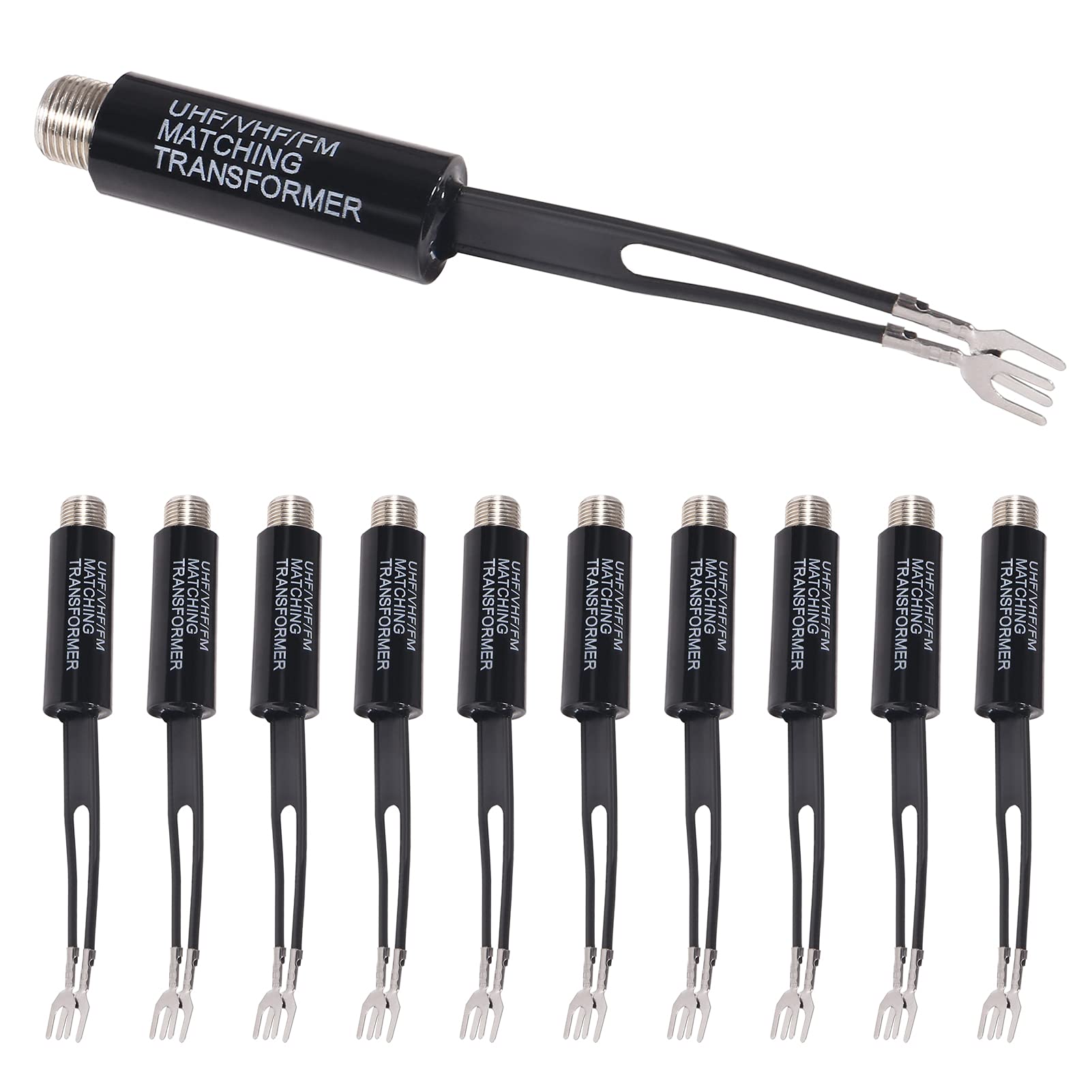 Aceirmc 75 Ohm To 300 Ohm Uhf/Vhf/Fm Matching Transformer Converter Adapter With F Type Female Coax Coaxial Connector Plug Jack