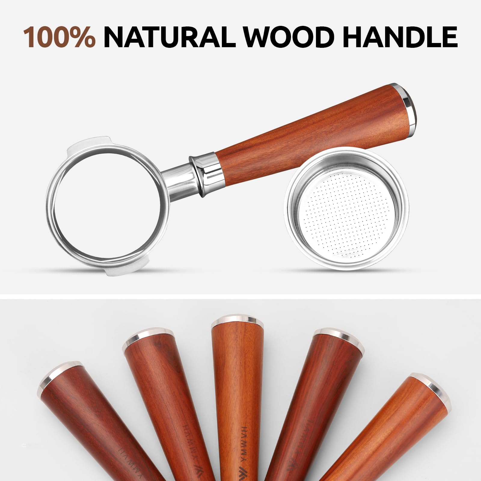 51Mm Bottomless Portafilter 2 Ears For Delonghi Ecp3420/Ec155/Bco430/Ec260,Stainless Steel Filter Basket And Walnut Handle