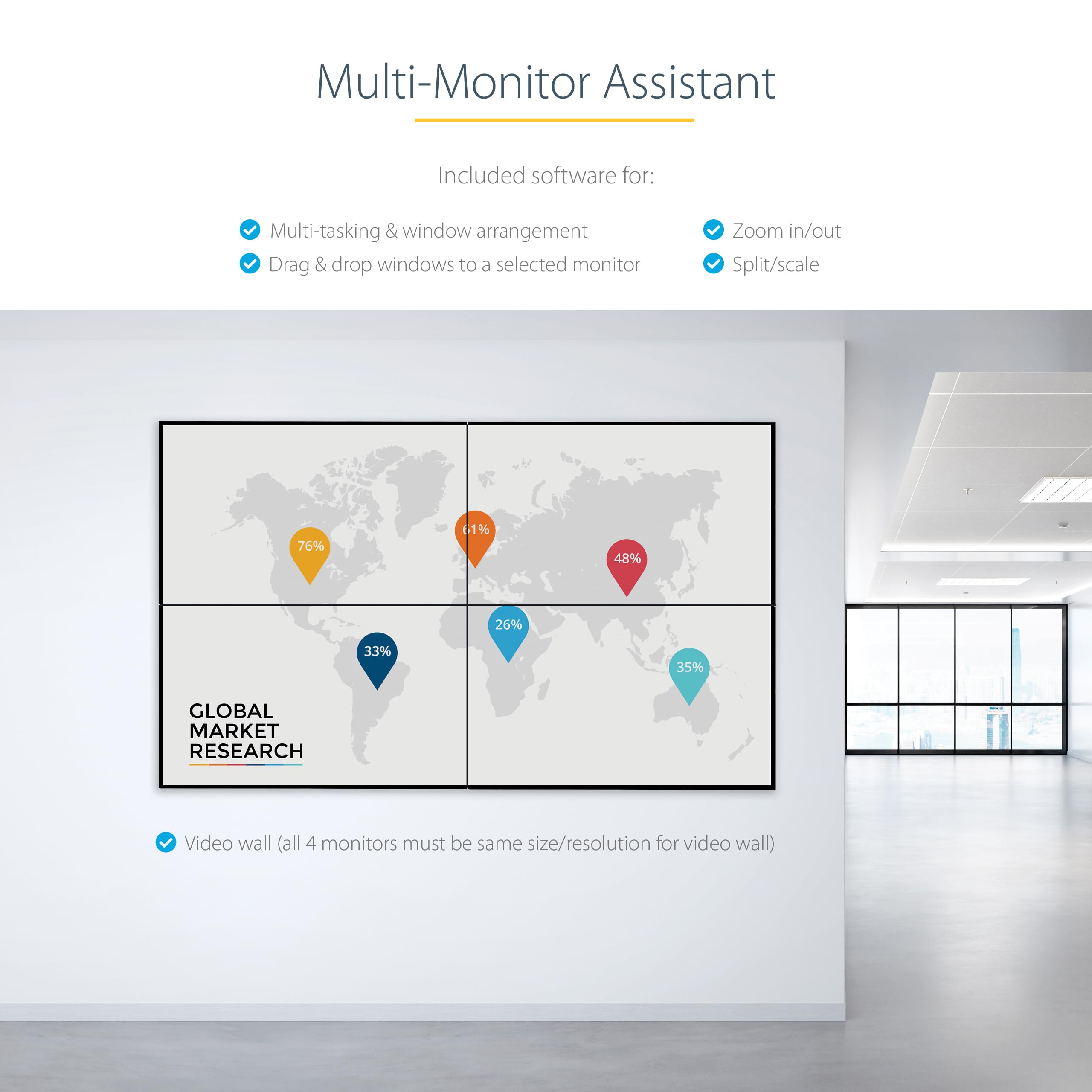 Startech.Com Usb 3.0 To Quad Hdmi Adapter, Usb To 4X Hdmi Monitor Converter For Windows, Taa (No Support For Macos/Chromeos/Linu