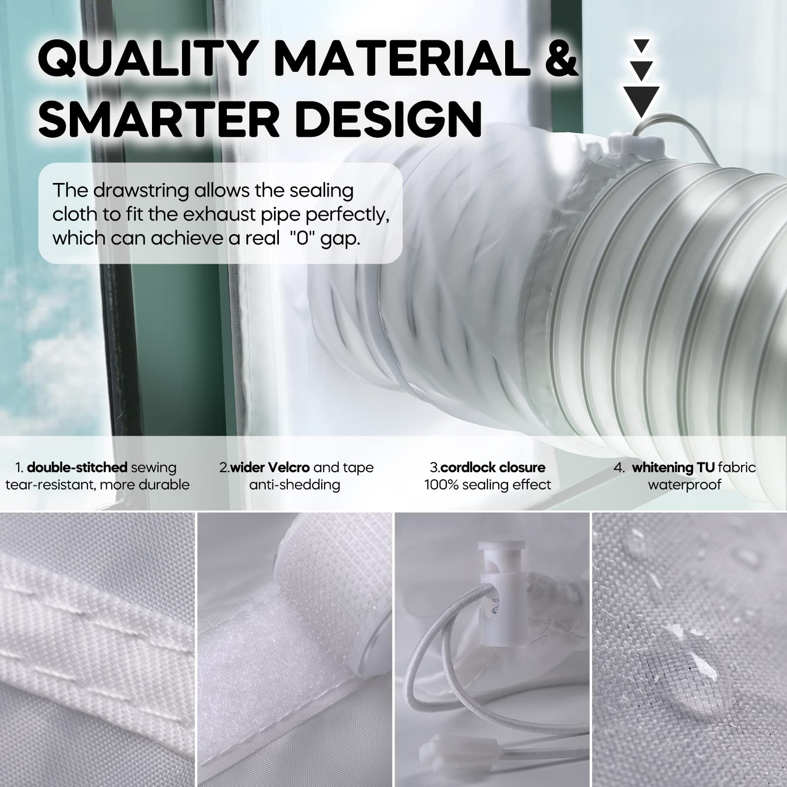 Loviga Portable Air Conditioner Window Kit, Window Vent Kit Seal Kit For Portable Air Conditioner Dryer, 10X40~64 Inch Length Ad