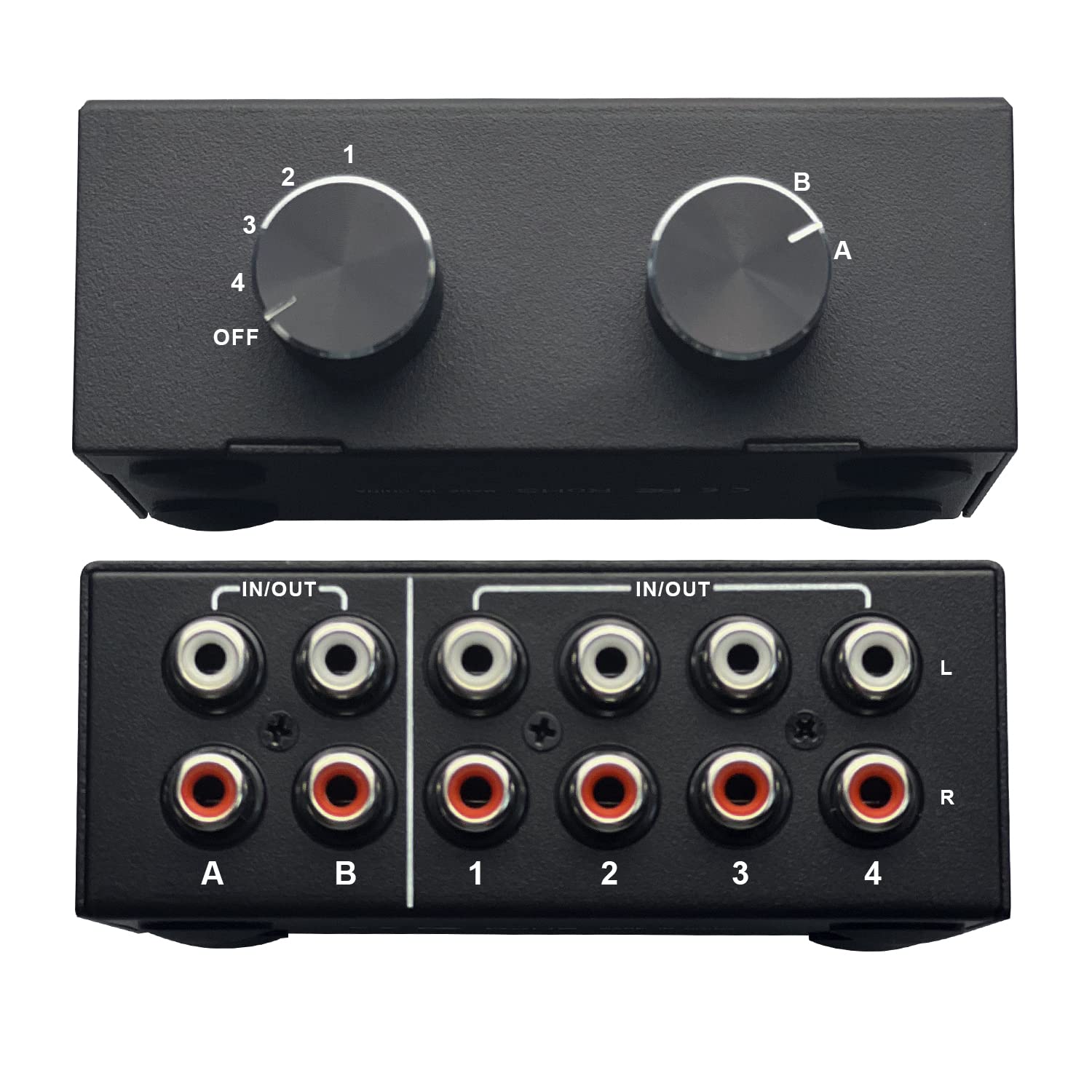 4 Port Bi Directional Rca Audio Switcher, 4 Way Stereo L/R Sound Channel 2 In 4 Out Or 4 In 2 Out, L/R Sound Channel Audio Switch Splitter Rca Stereo Switch Selector For Dvd Stereo Speaker Cd Player