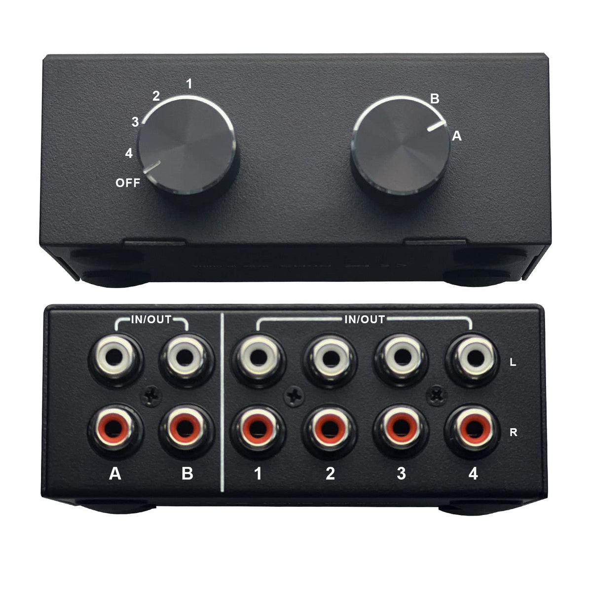 4 Port Bi Directional Rca Audio Switcher, 4 Way Stereo L/R Sound Channel 2 In 4 Out Or 4 In 2 Out, L/R Sound Channel Audio Switch Splitter Rca Stereo Switch Selector For Dvd Stereo Speaker Cd Player