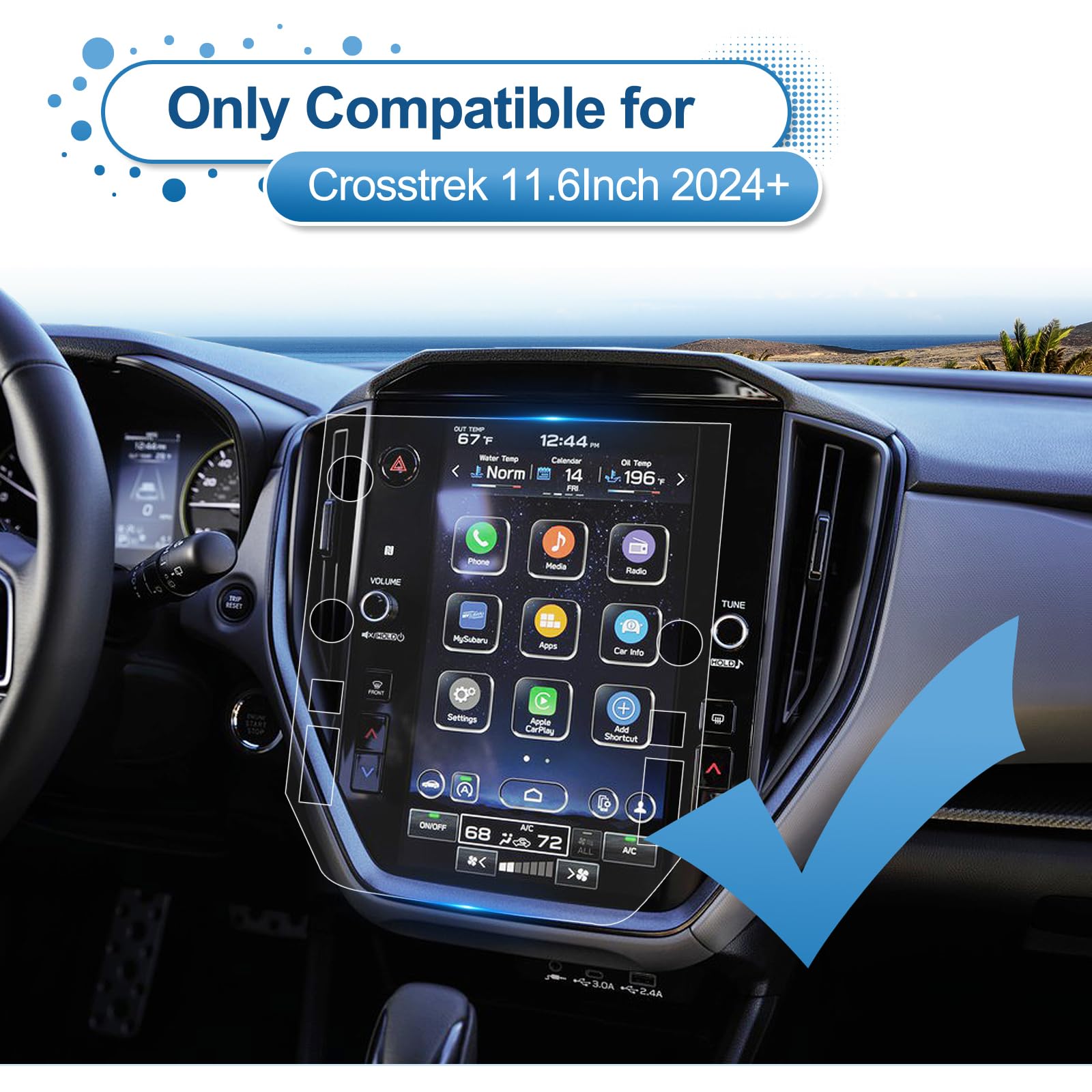 Coleya 2024 Crosstrek Screen Protector For Subaru Crosstrek (Premium/Sport/Limited/Wilderness) 11.6 Inch Touch Screen, 9H Hardne