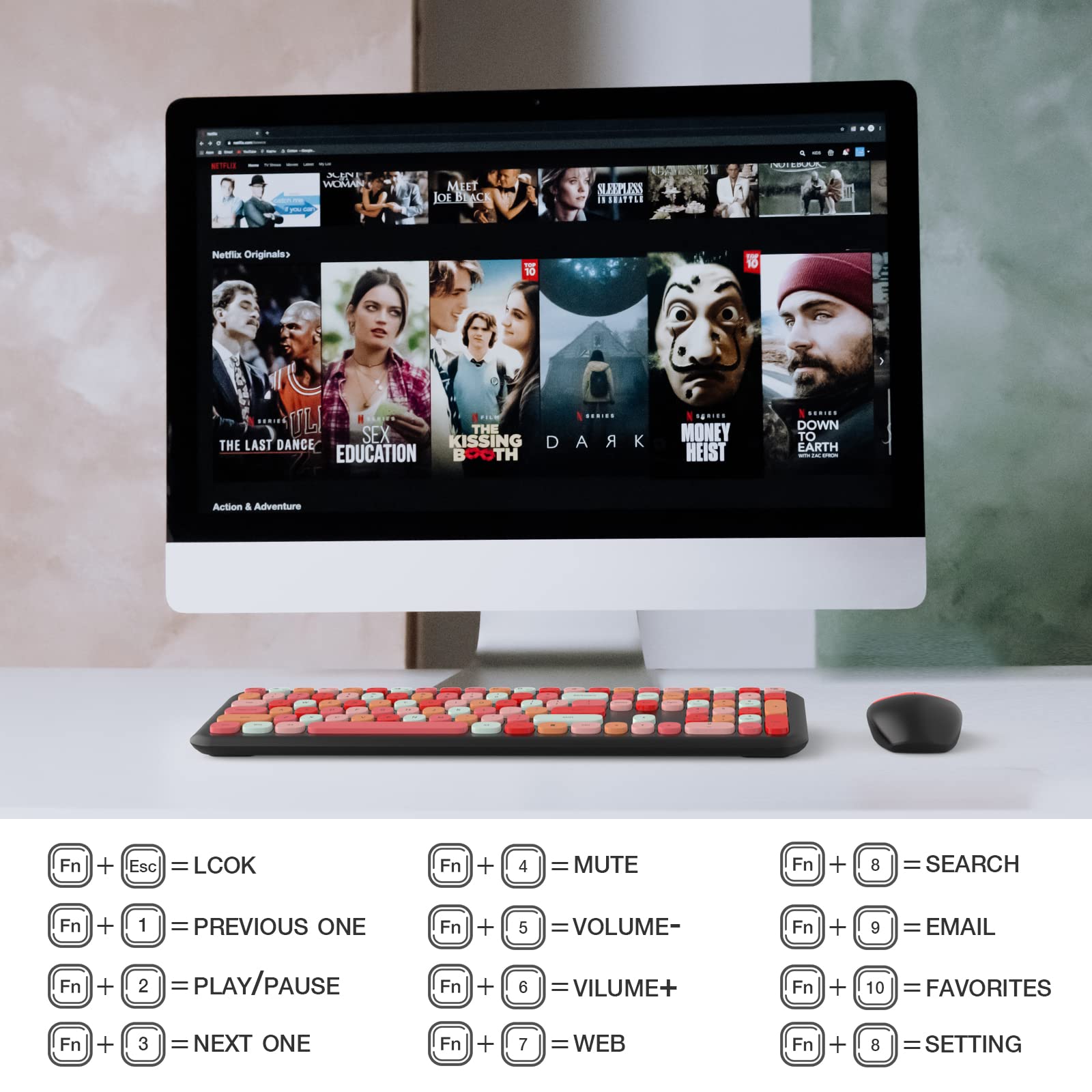 Mofii Wireless Keyboard And Mouse Combo Silent, Slim Compact 2.4G Usb Full Size, Cute Keyboard 110 Keys For Pc, Notebook, Macboo