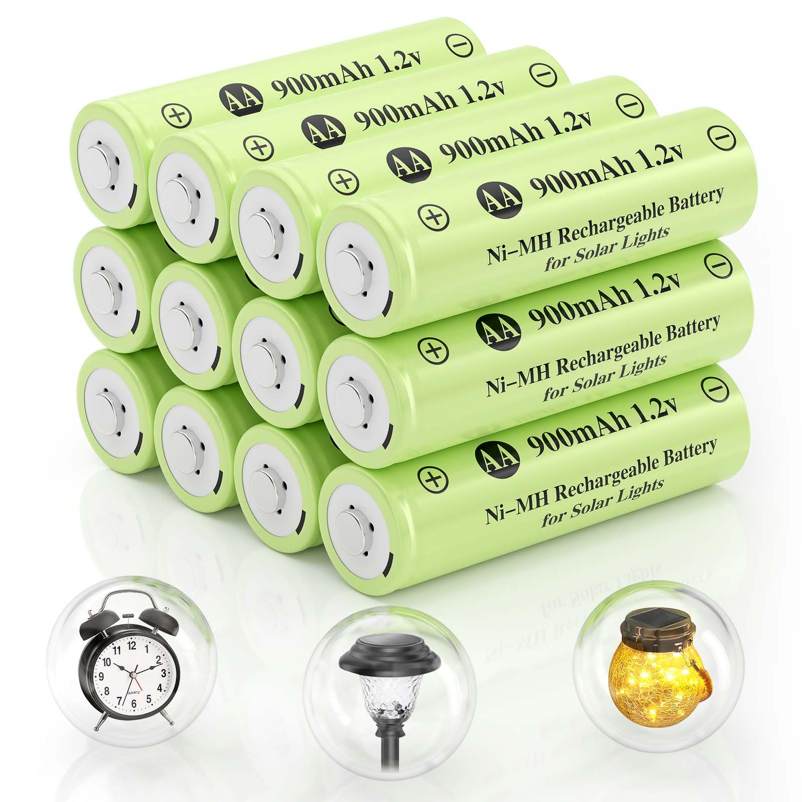JiajaX AA 1.2V Ni-MH Rechargeable Battery, Double A 900mAh 1.2V Rechargeable Battery Pre-Charged, High Capacity for Garden Lands