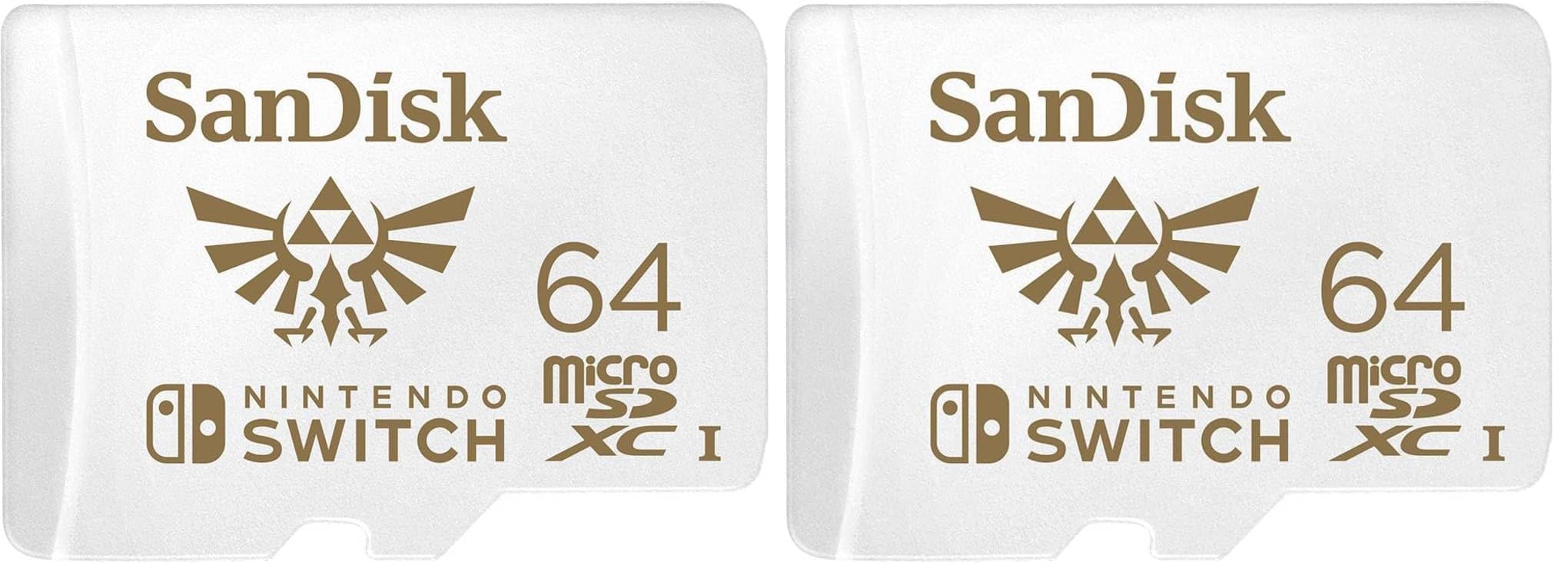 SanDisk 64GB microSDXC Card, Licensed for Nintendo-Switch - SDSQXAT-064G-GNCZN (Pack of 2)