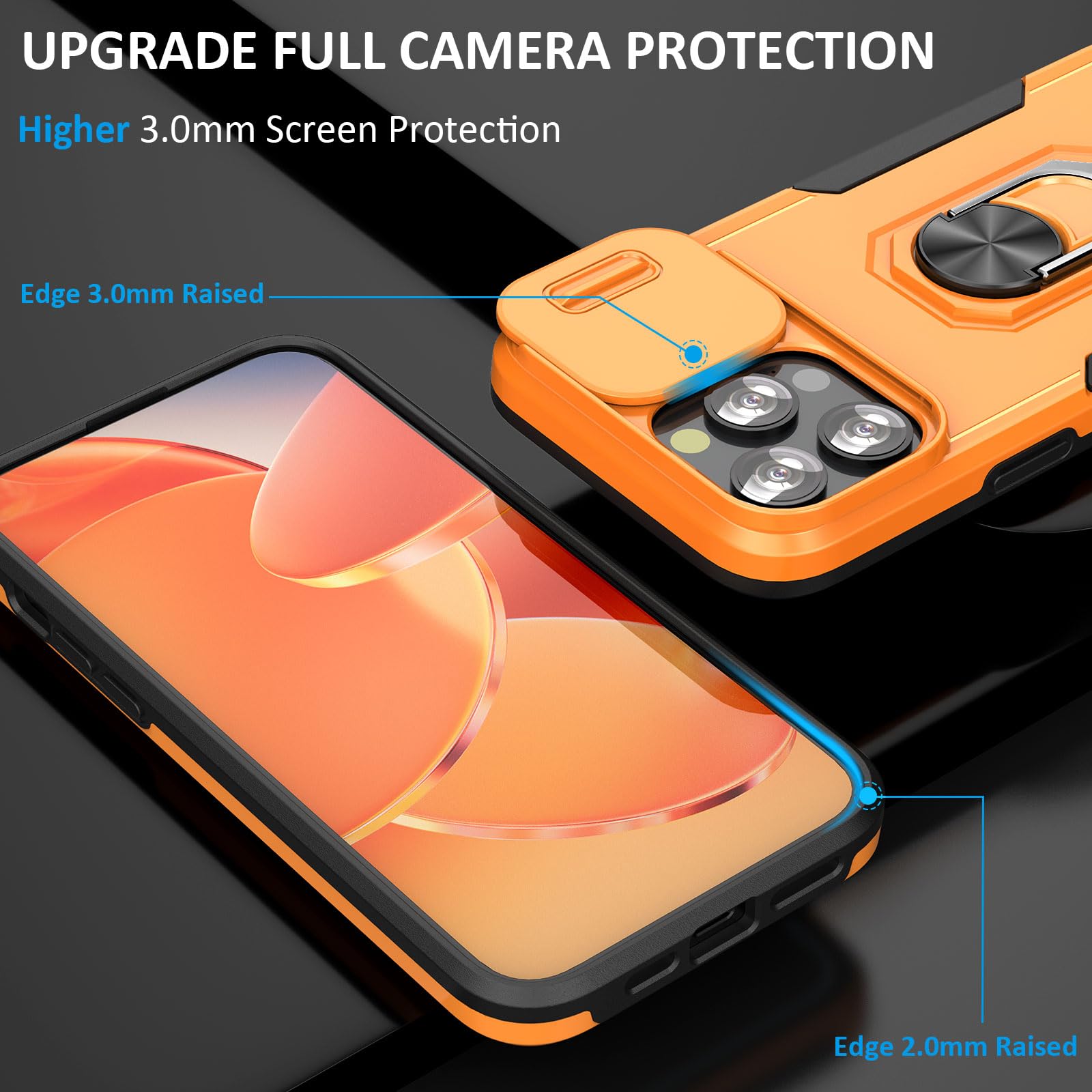 Sefing Phone Case For Iphone 15 Pro Max Case Iphone 15 Pro Max Phone Case With Camera Lens Cover, With Ring Holder Kickstand, Fi