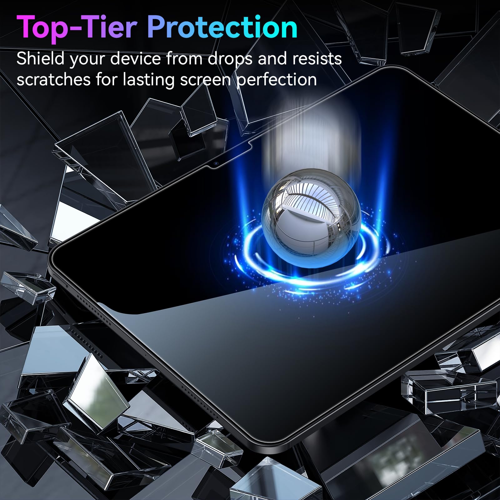 Esanik 360 Degree 4 Way Anti Spy For Ipad Air 11 Inch M2 (2024) Privacy Screen Protector Tempered Glass, Installation Frame, 9H