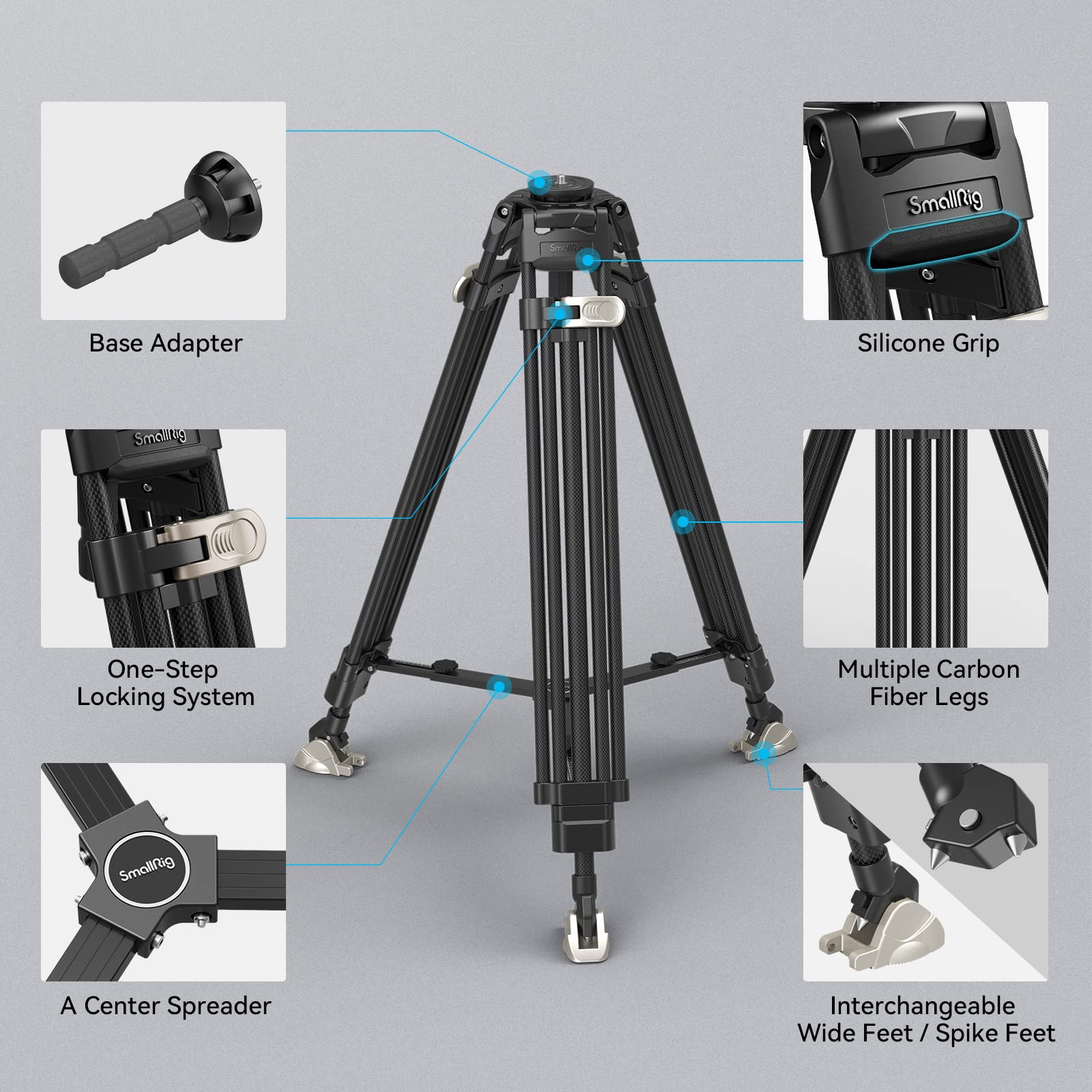 Smallrig Freeblazer Heavy-Duty Carbon Fiber Tripod, 72  Video Bowl Tripod With One-Step Locking System, Load Up To 55 Lbs, For C