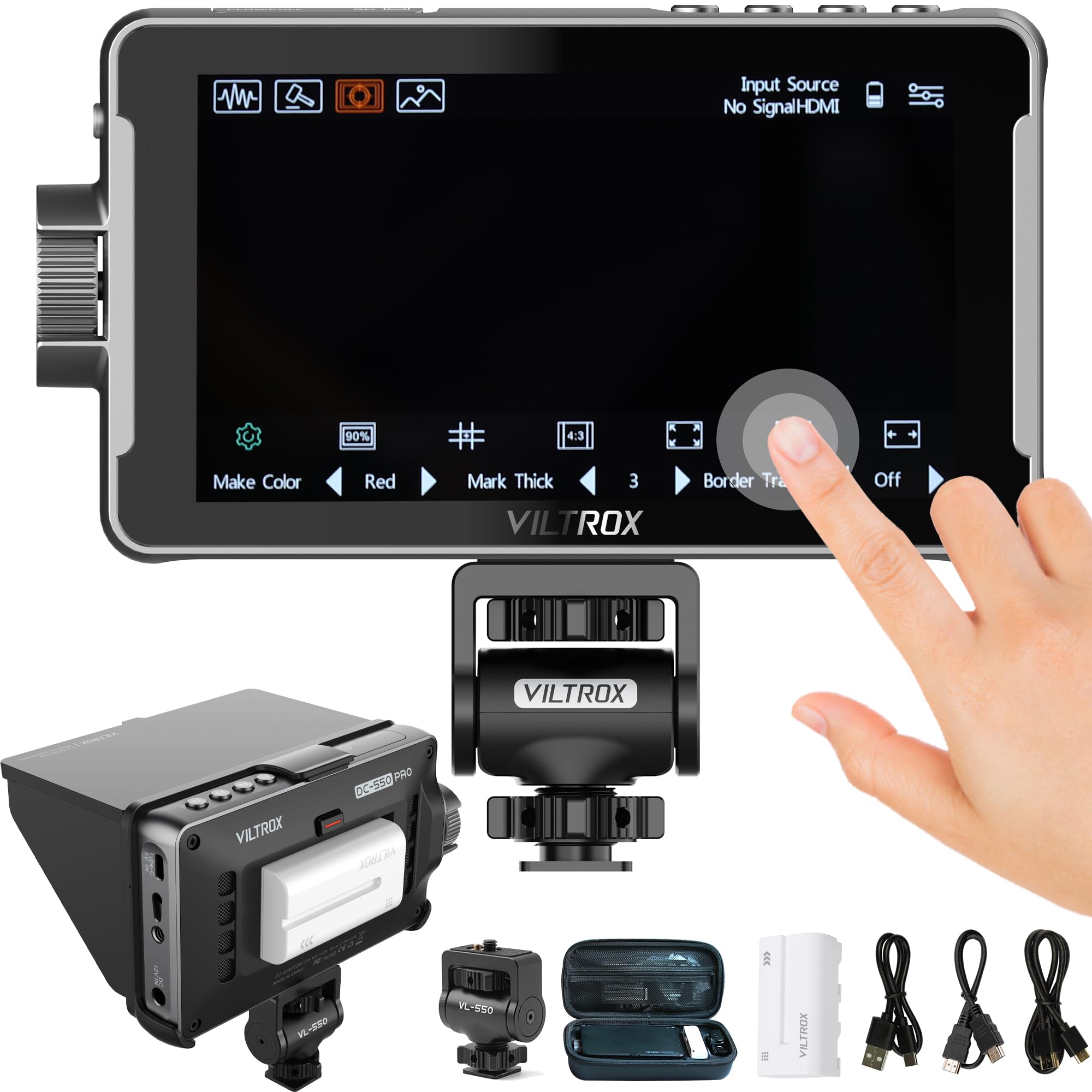 Viltrox Camera Field Monitor Dc 550Pro 5.5'' Kit Touch Screen 4K Hdmi Dslr Cameras Video Monitors With Sunshade Hood/Np F550 Bat