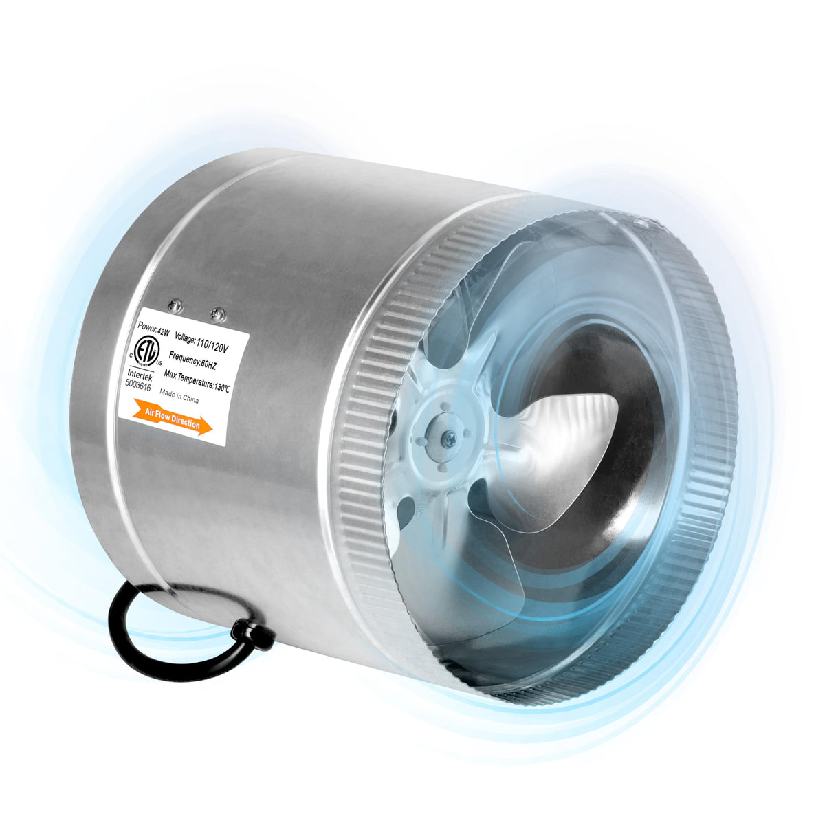 Ipower 8 Inch Inline Booster Duct Fan 420 Cfm Hvac Exhaust Ventilation Blower With Low Noise For Grow Tent, Basements, Bathrooms