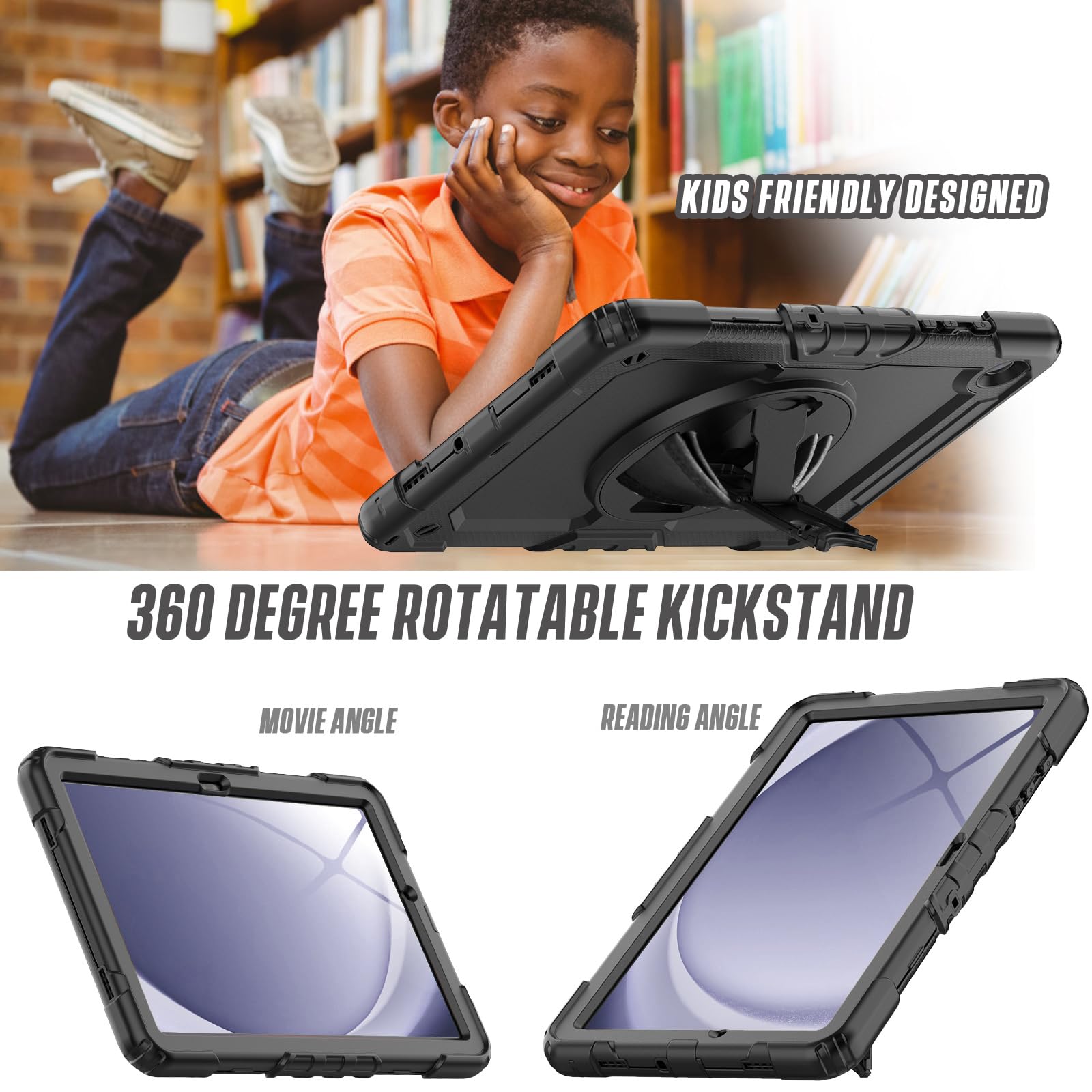 Herize Case Compatible With Galaxy Tab A9+ Plus 11 Inch Model Sm X210/X216/X218 With Screen Protector Pen Holder Stand Shoulder