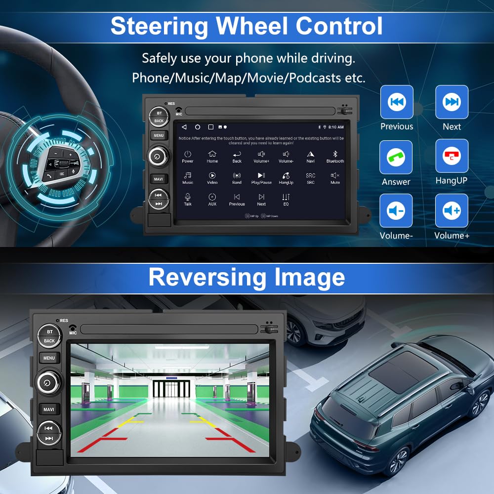 Android 13 Car Radio (2G+32G) Compatible For Ford F150 F250 F350 Fusion Edge Explorer Taurus Freestar, Car Stereo Audio With Wir