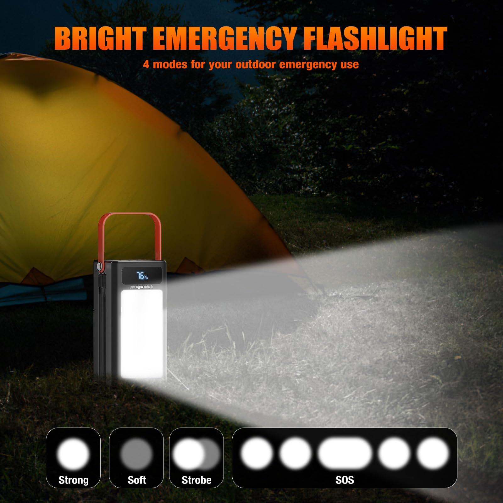 Pangootek 99Wh Portable Power Station, Portable Power Bank Generator With Pd Fast Charging Built In Cables Battery Pack For Phon